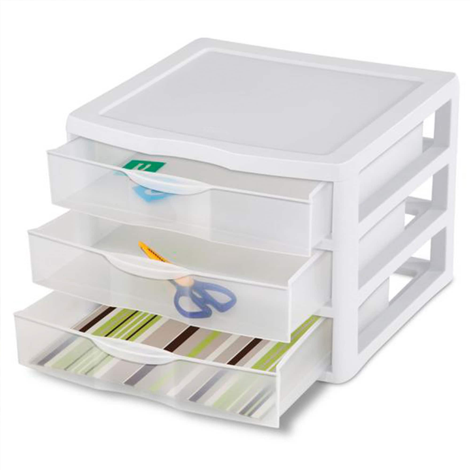 Sterilite 12-Pack White Stackable Storage Drawer Tower 10.6-in H x 14.5-in  W x 14.6-in D in the Storage Drawers department at