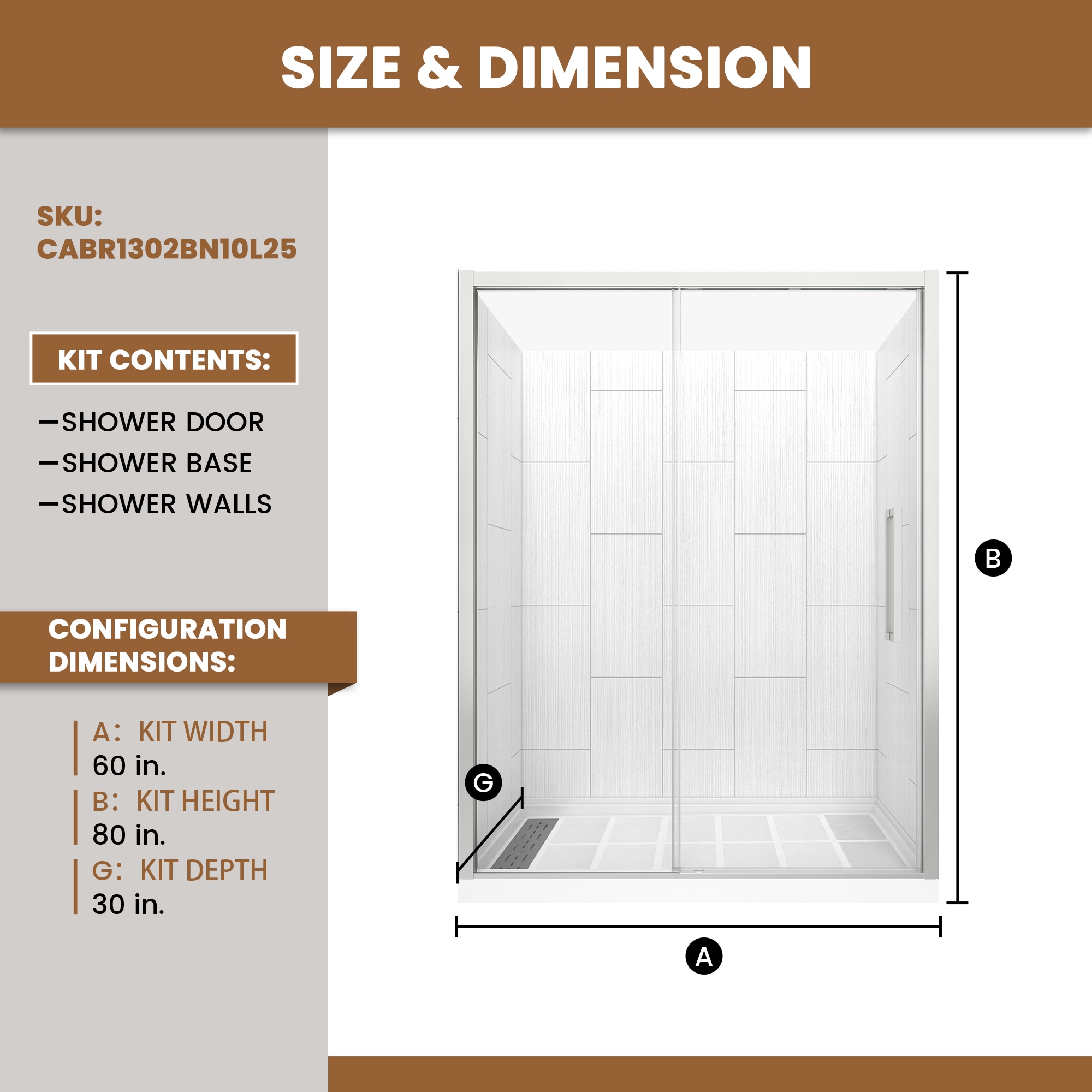 CASAINC CABR1302BN10L25 Alcove-Shower-Kit - View #2