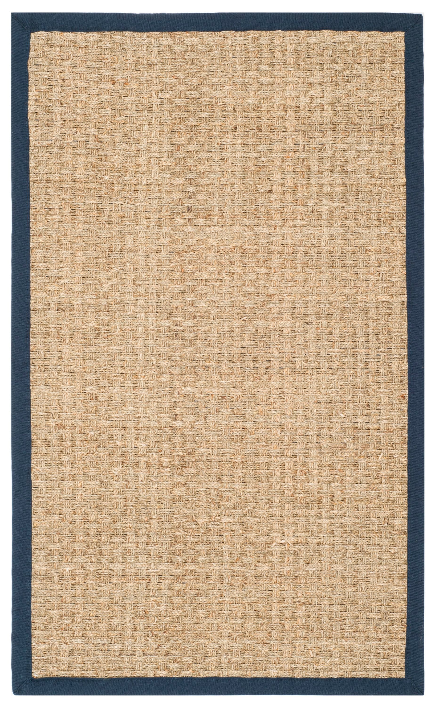 Safavieh NF114E-24 Natural Fiber Hampton 3 x 4 (ft) Loomed Seagrass Natural/Blue Rectangular Indoor Solid Coastal Throw rug