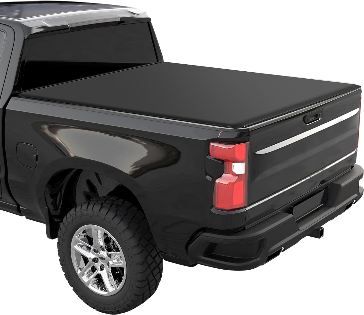 Qeetex Soft Roll Up Tonneau Cover for 2019-2025 Chevy Silverado/GMC Sierra 1500/2500HD/3500HD, Fleetside 6.6 FT Truck Bed