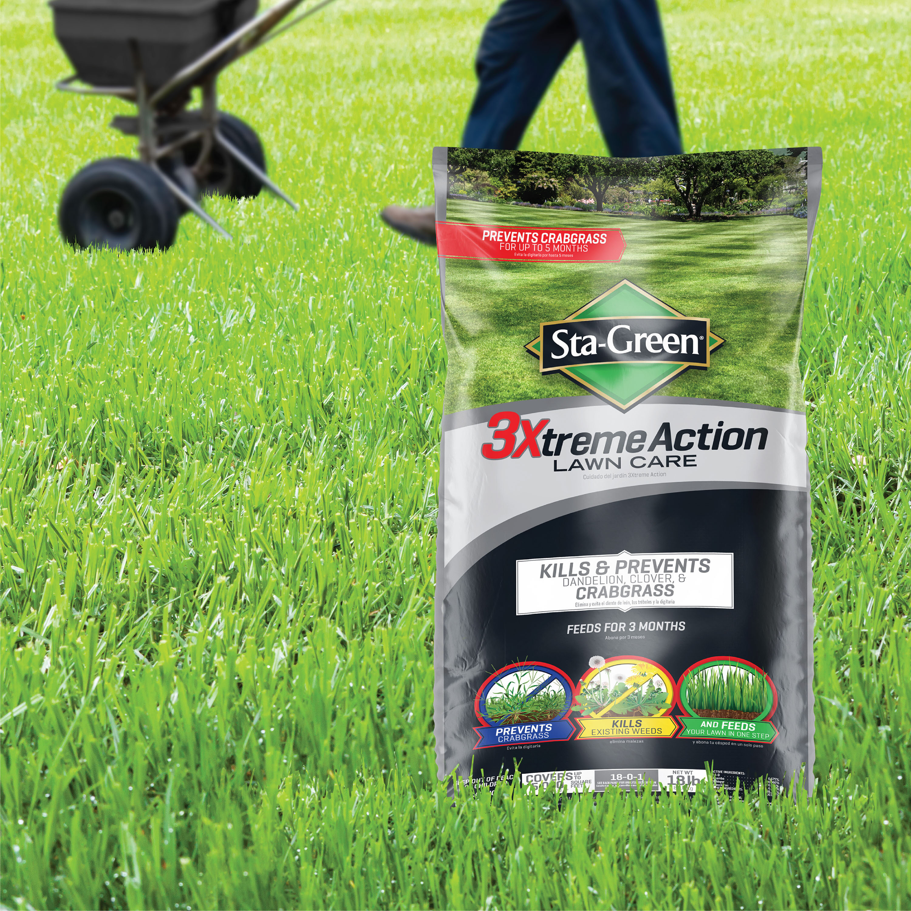 Sta-Green 3XTREME Action 18-lb 5000-sq ft 18-0-1 Weed & Feed Fertilizer in  the Lawn Fertilizer department at Lowes.com