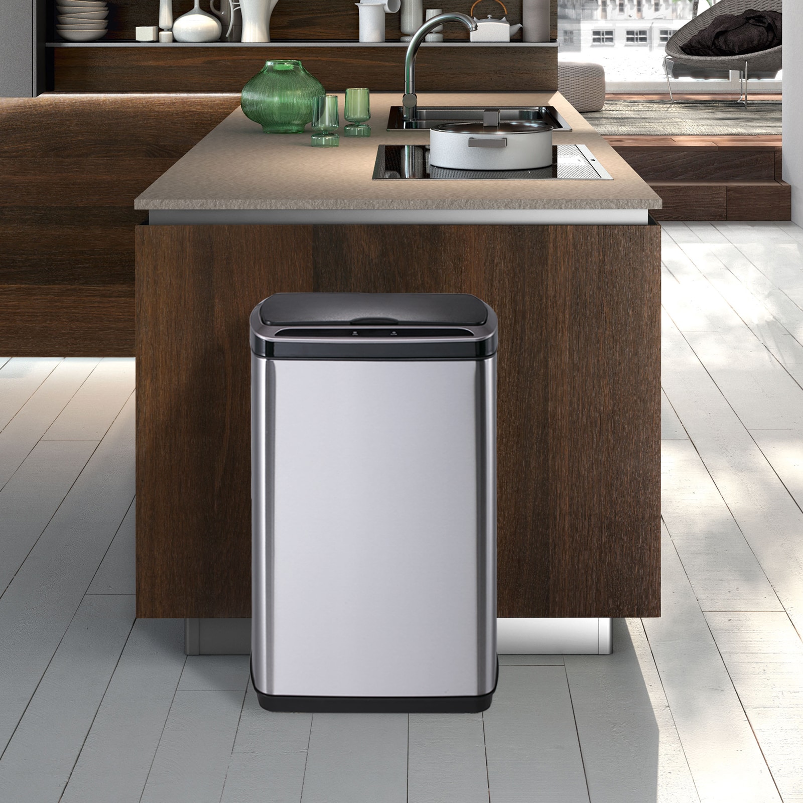 SANIWISE Automatic Sensor Trash Can with Lid 50 Liter/13 Gallon