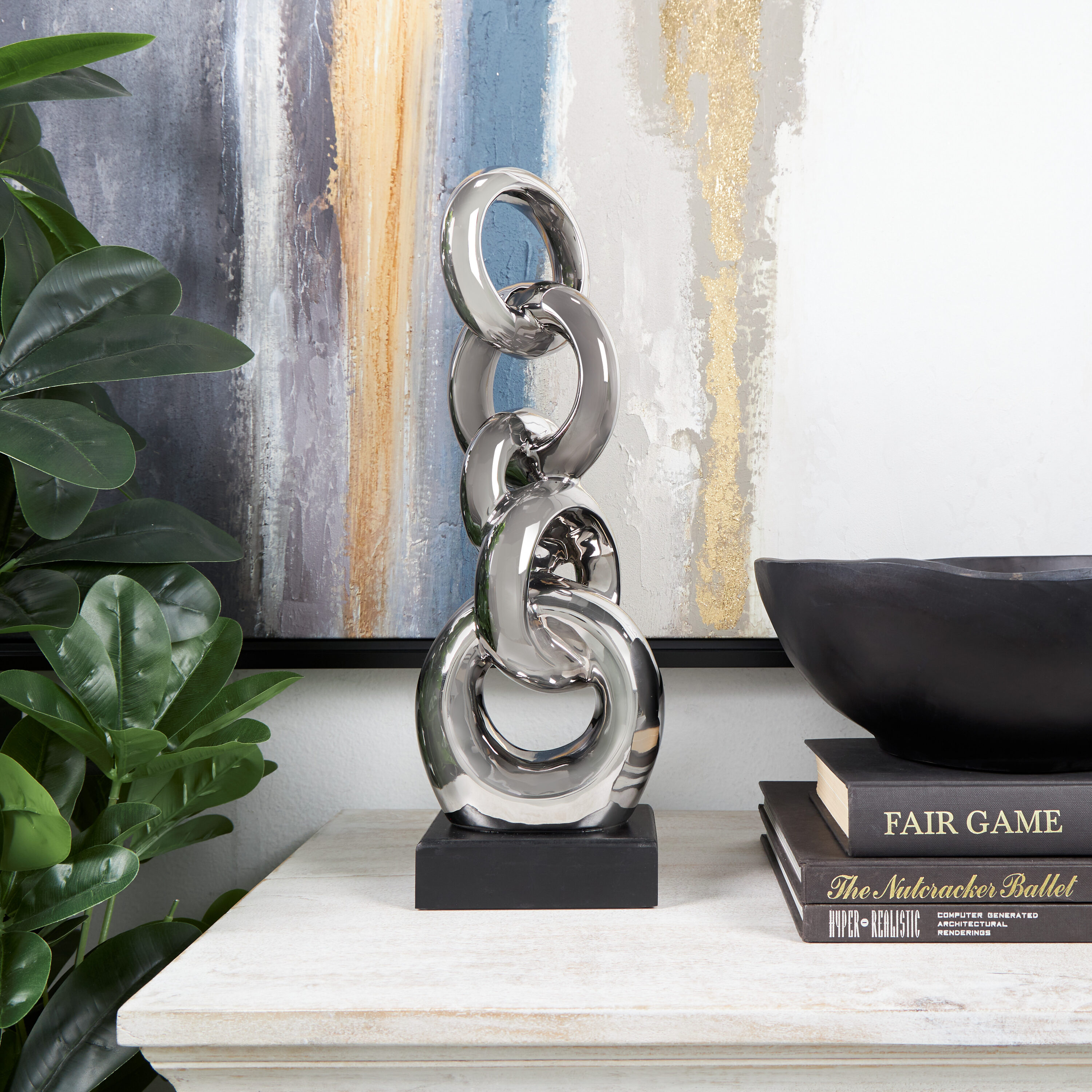 Grayson Lane 821413 Silver Ceramic Modern Sculpture