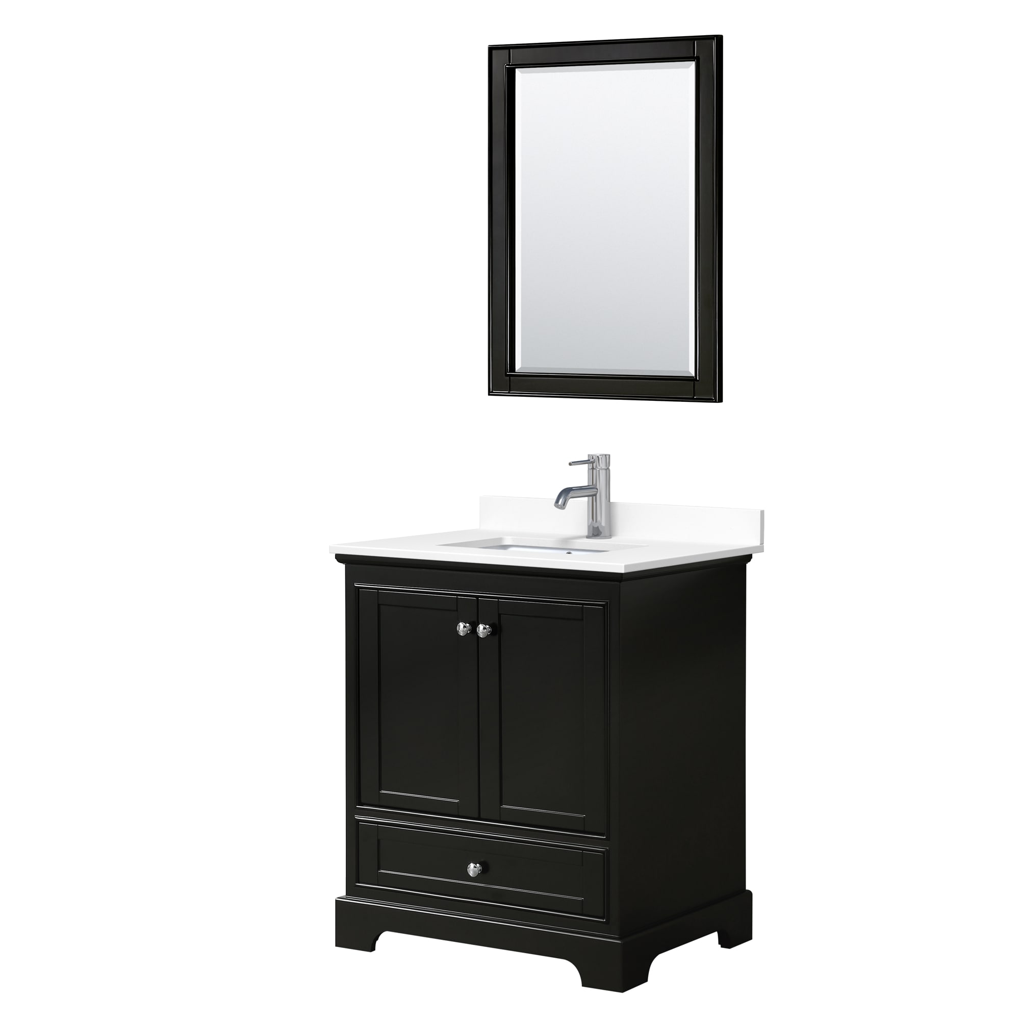 Wyndham Collection WCS202030SDEWCUNSM24 Deborah 30-in Dark Espresso with Polished Chrome Trim Undermount Single sink Bathroom Vanity with White Cultured Marble Cultured marble Top (Mirror Included)