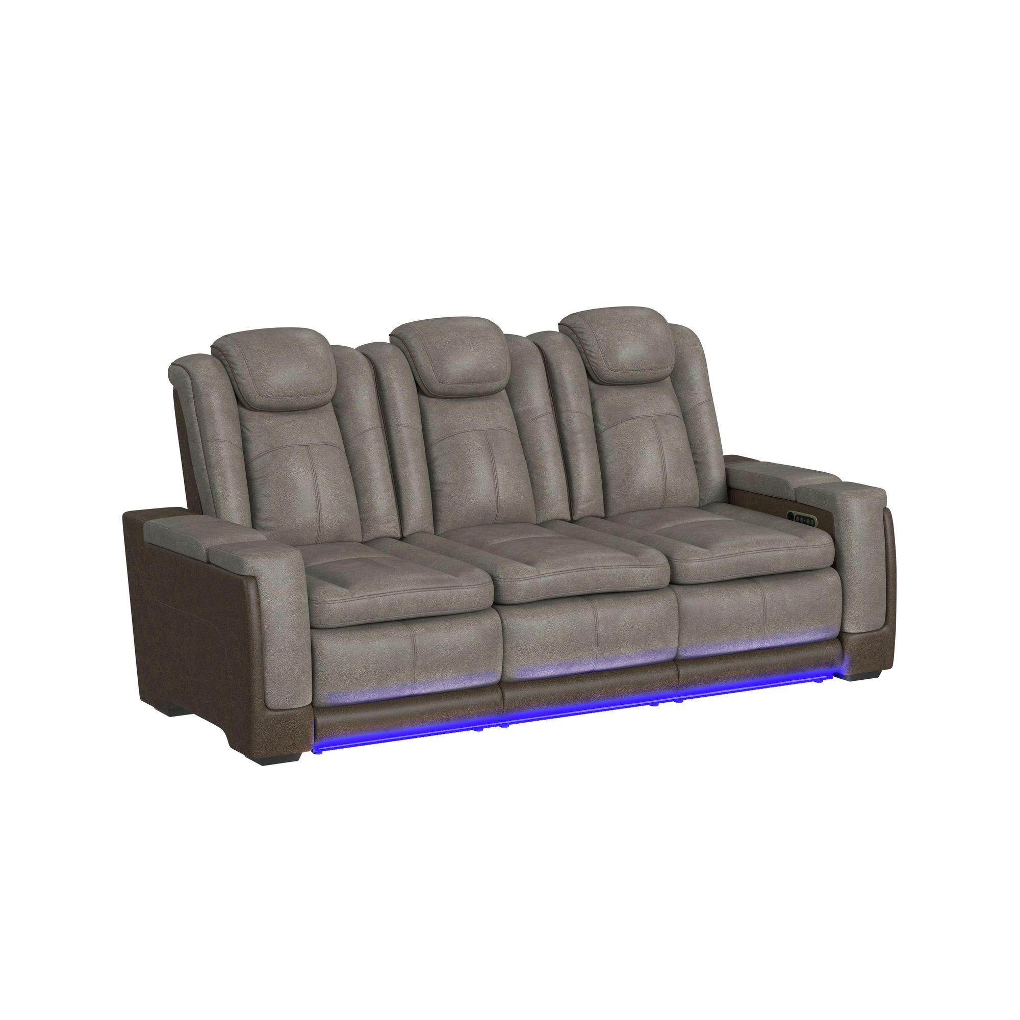 Picket House Furnishings U-13660-10560-308PP Niven 88-in Modern Grey/Brown Faux leather 3 -seater Reclining Sofa