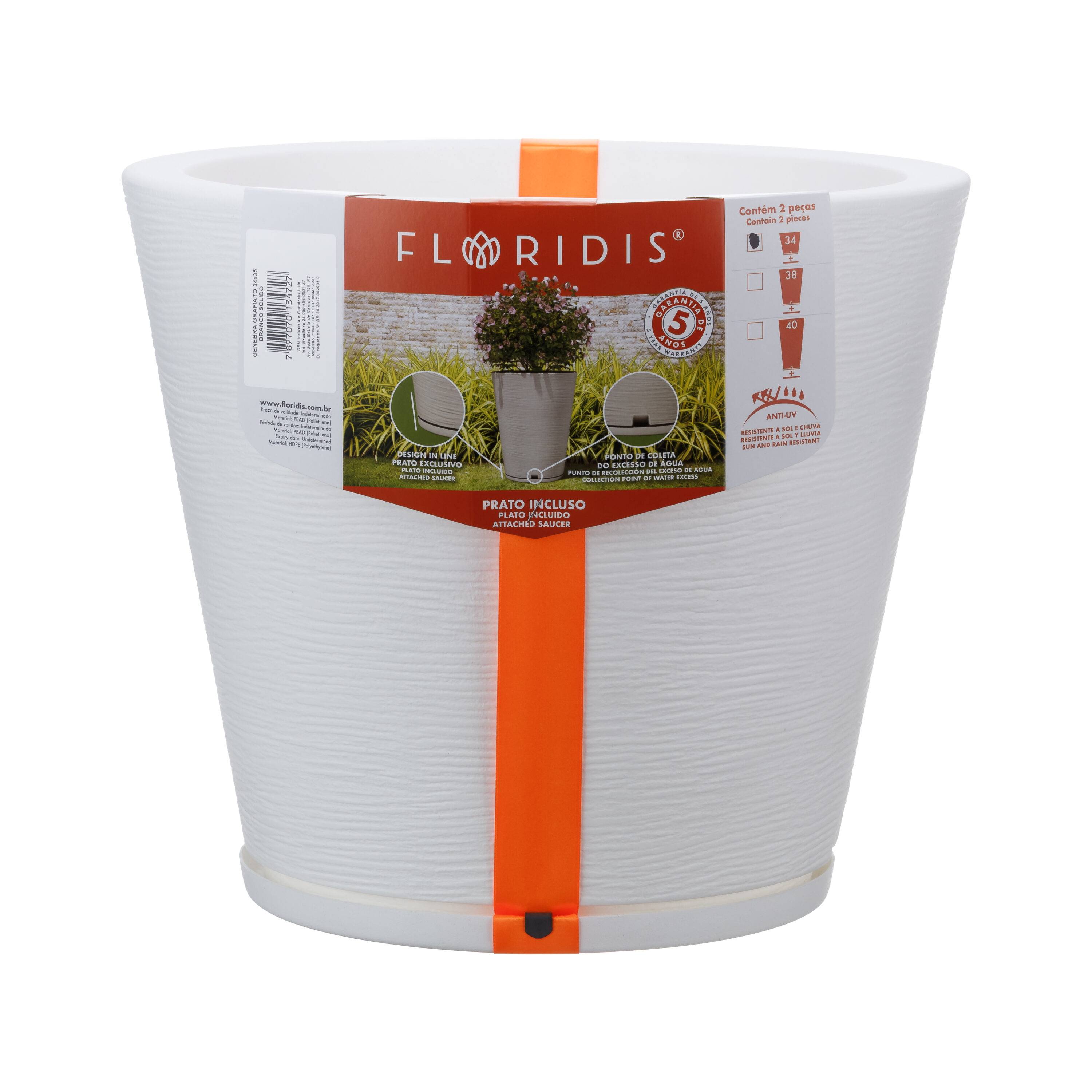 FLORIDIS 10160028 10.625-in W x 15.6-in L White HDPE Indoor/Outdoor Planter