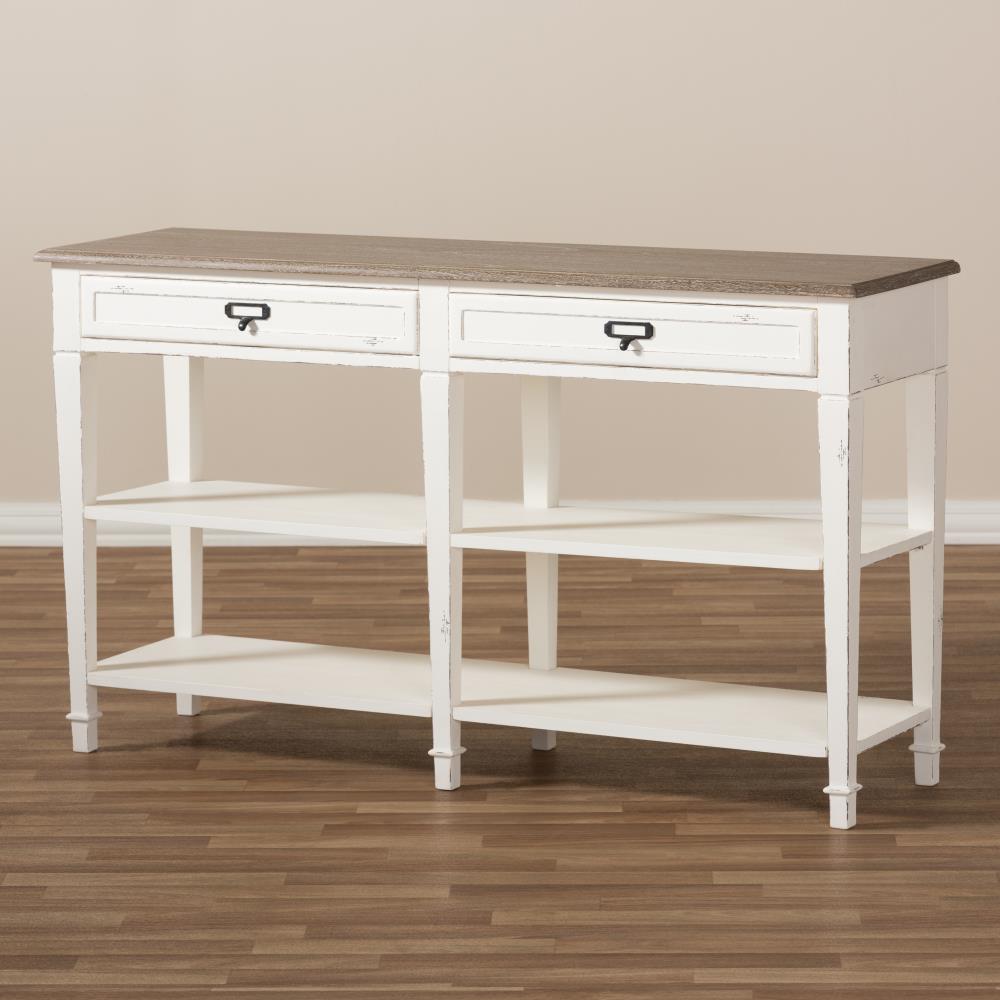 Baxton Studio Dauphine Vintage White Console Table at Lowes