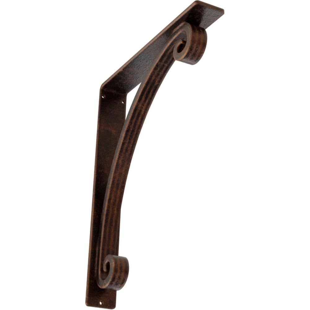 Ekena Millwork BKTM02X12X15TLEACO Legacy 12-in x 2-in x 15-in Antique copper Wrought iron Countertop support bracket