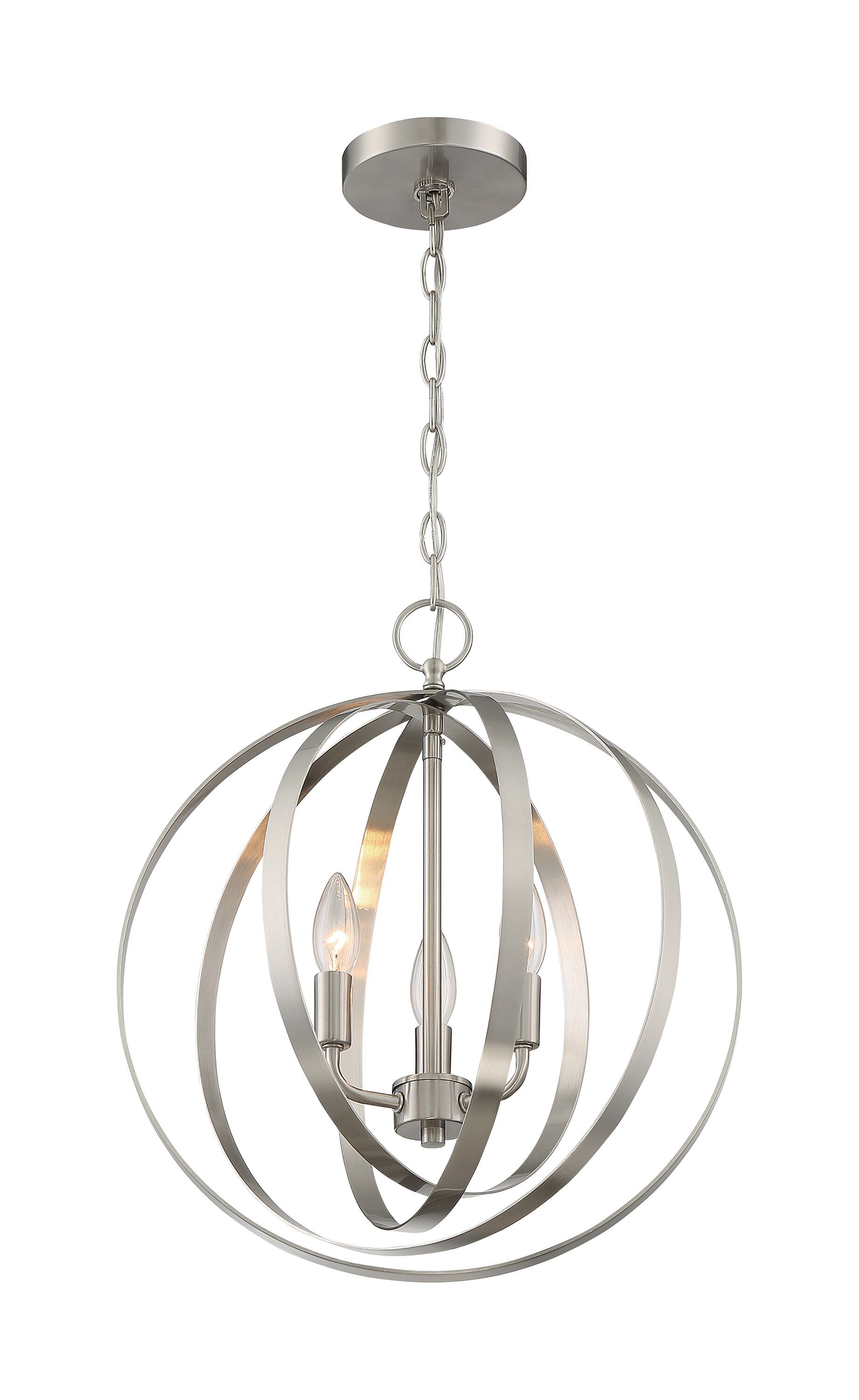 SATCO NUVO 60/7047 Pendleton 3 -Light Brushed Nickel Glam Geometric Medium Hanging Pendant light