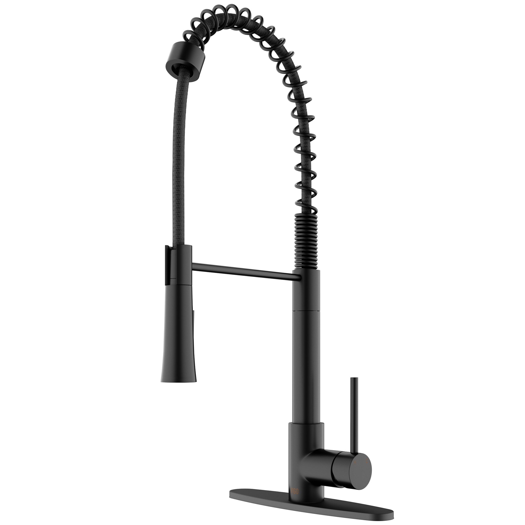 VIGO VG02032MBK1 Laurelton Matte black Single Handle Deck-mount Pull-down Kitchen Faucet with Sprayer ( Deck Plate Included )