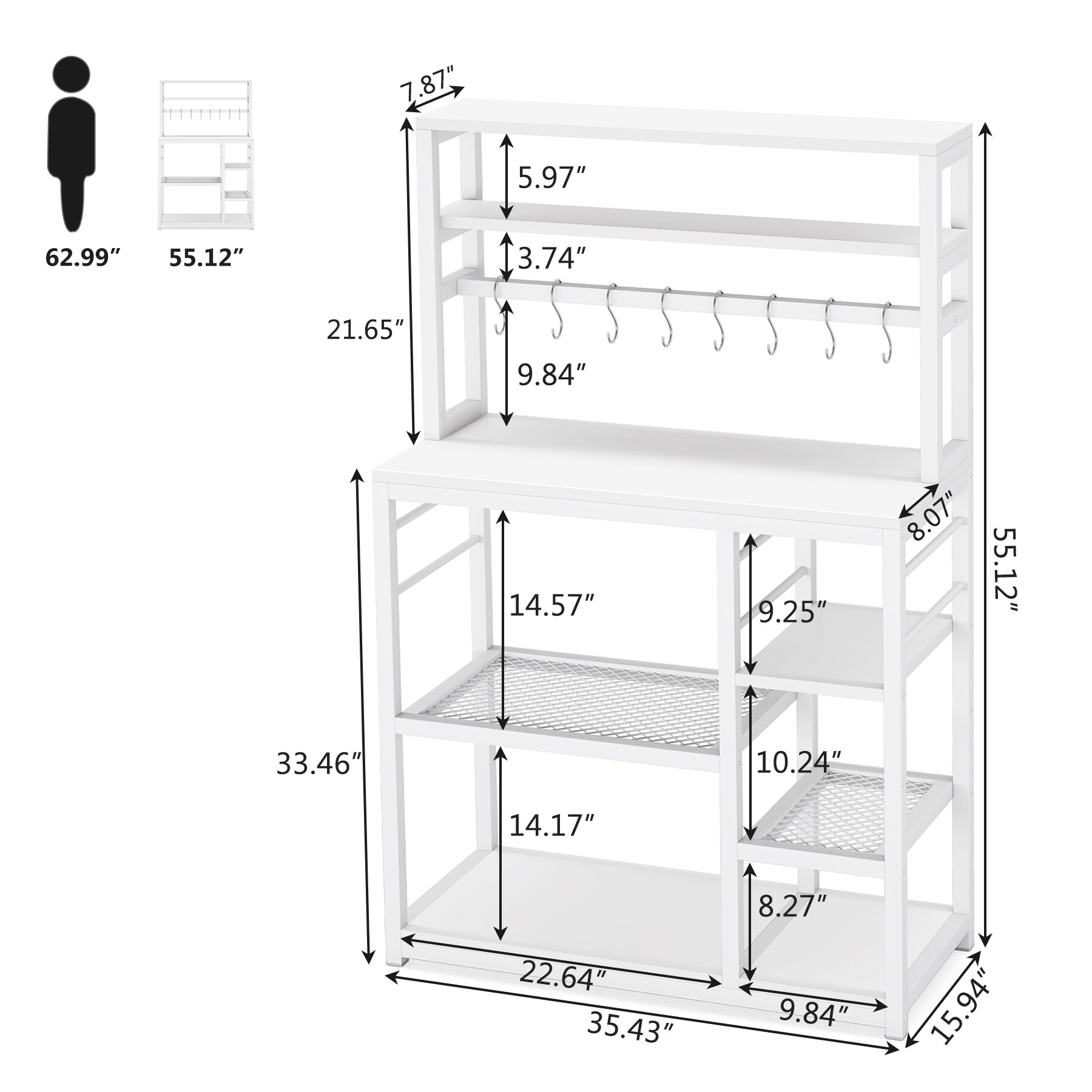 Tribesigns Contemporary/Modern White Steel Bakers Rack in the Dining ...