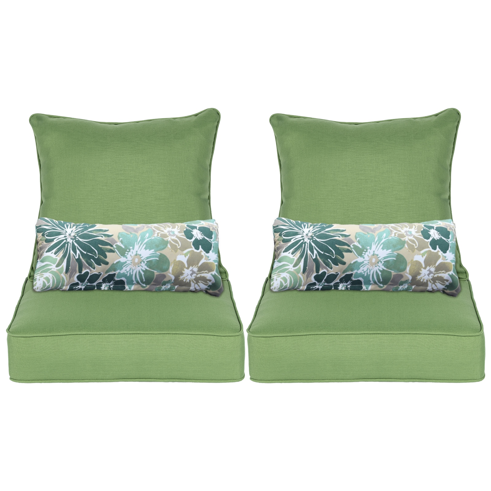Aoodor A051-PGNGN Patio Chair Cushion Set 24-in x 22-in 6 -Piece Green Deep seat patio chair cushion