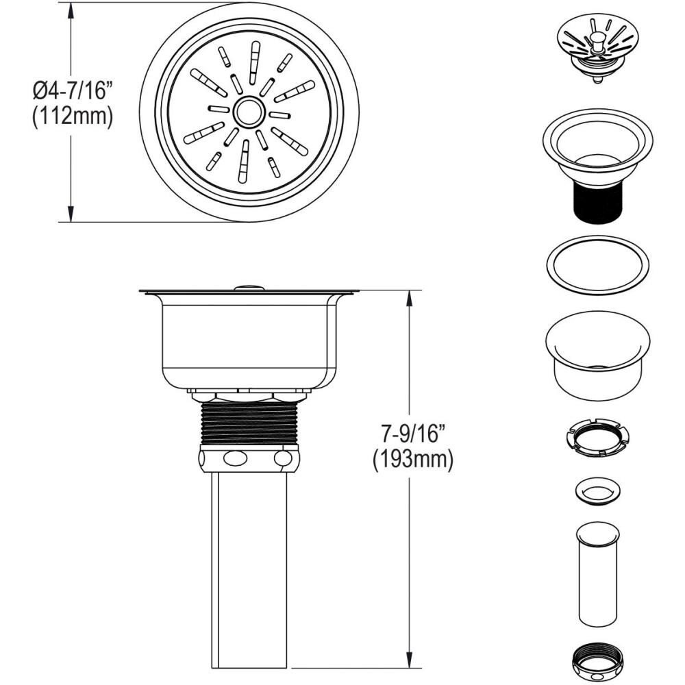 Elkay 3.5-in Satin Stainless Steel Rust Resistant Strainer with Lock ...