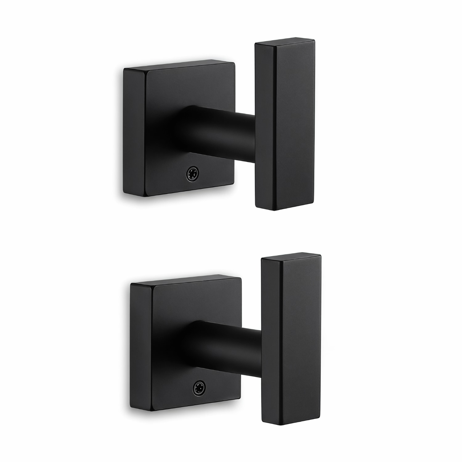 Paradigms Interiors Matte Black Stainless Steel Towel Hooks 2 Pack Wall Mounted Robe Coat Hooks For Bathroom Kitchen Or Entryway
