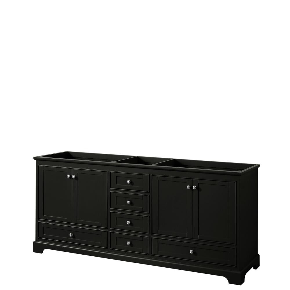 Wyndham Collection WCS202080DDECXSXXMXX Deborah 80-in Dark Espresso with Polished Chrome Trim Bathroom Vanity Base Cabinet without Top