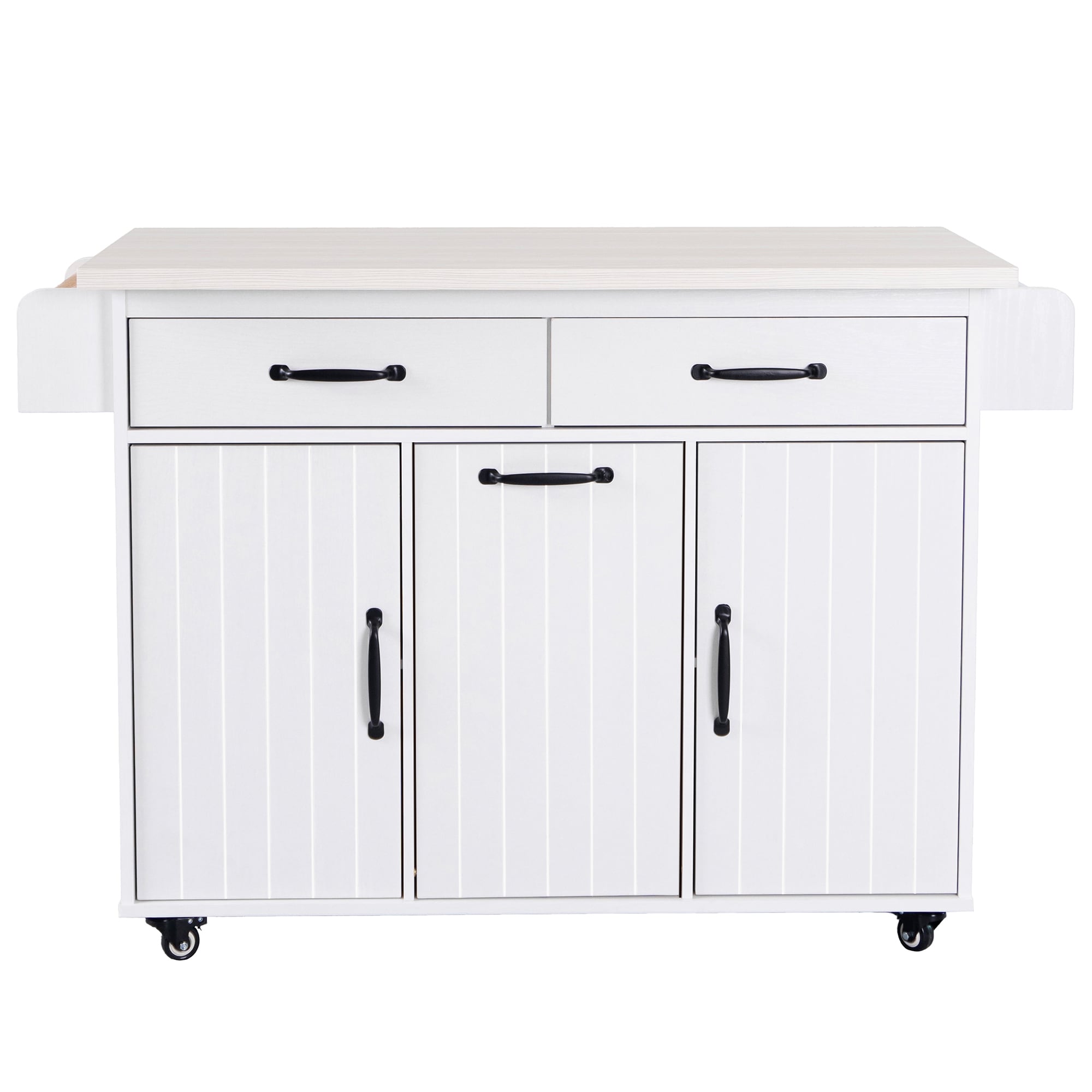 SINOFURN Brown Mdf Base with Mdf Wood Top Rolling Kitchen Cart (20.6-in x 51-in x 35-in)