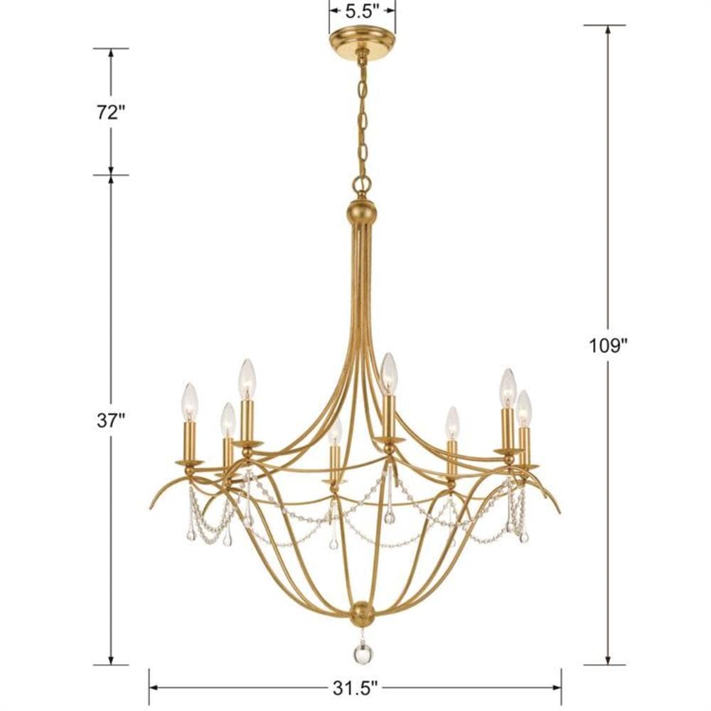 Crystorama Metro 8-Light Antique Gold Rustic Damp Rated Chandelier in ...