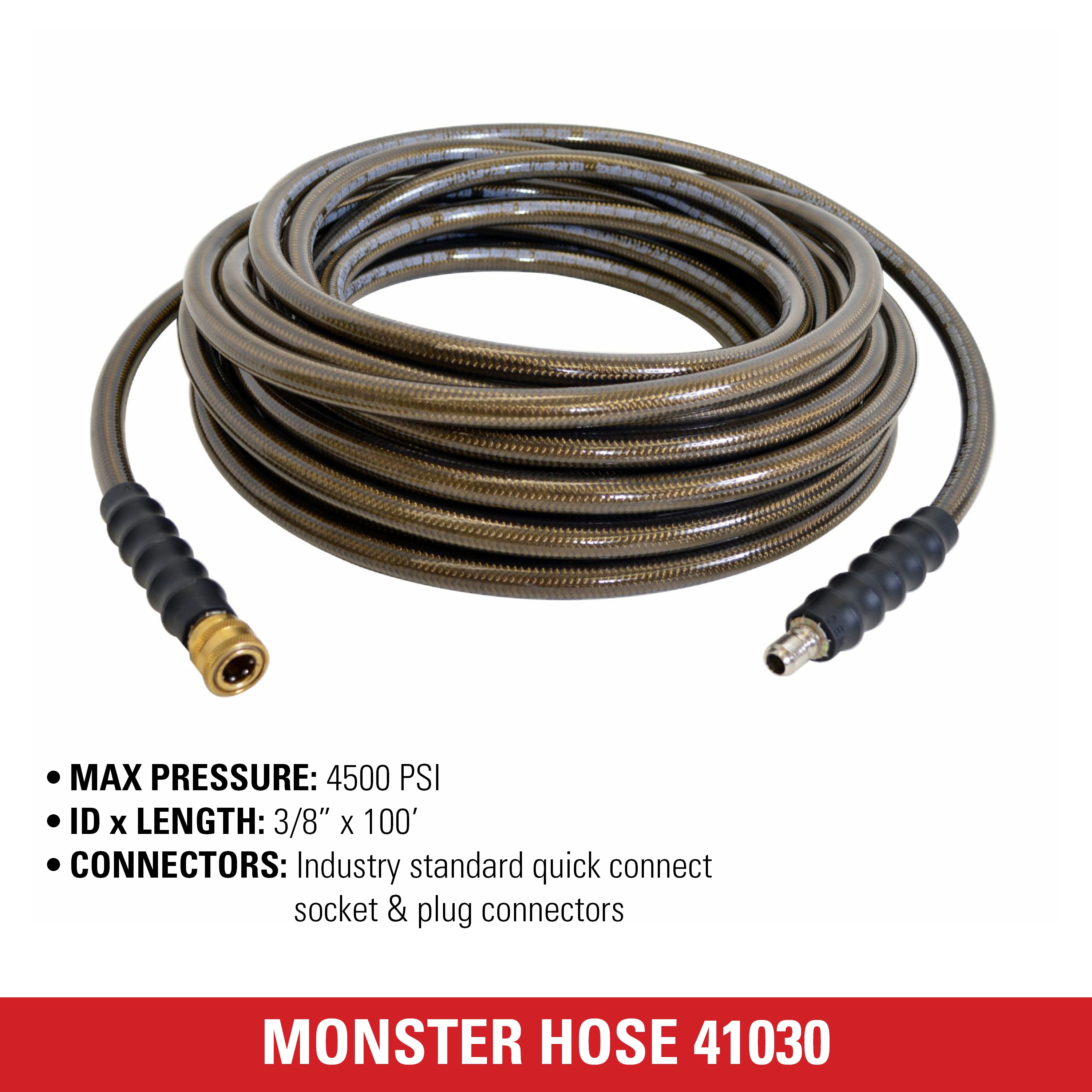3/8 X 100 FT PRESSURE WASHER HOSE 5500PSI 2 WIRE 