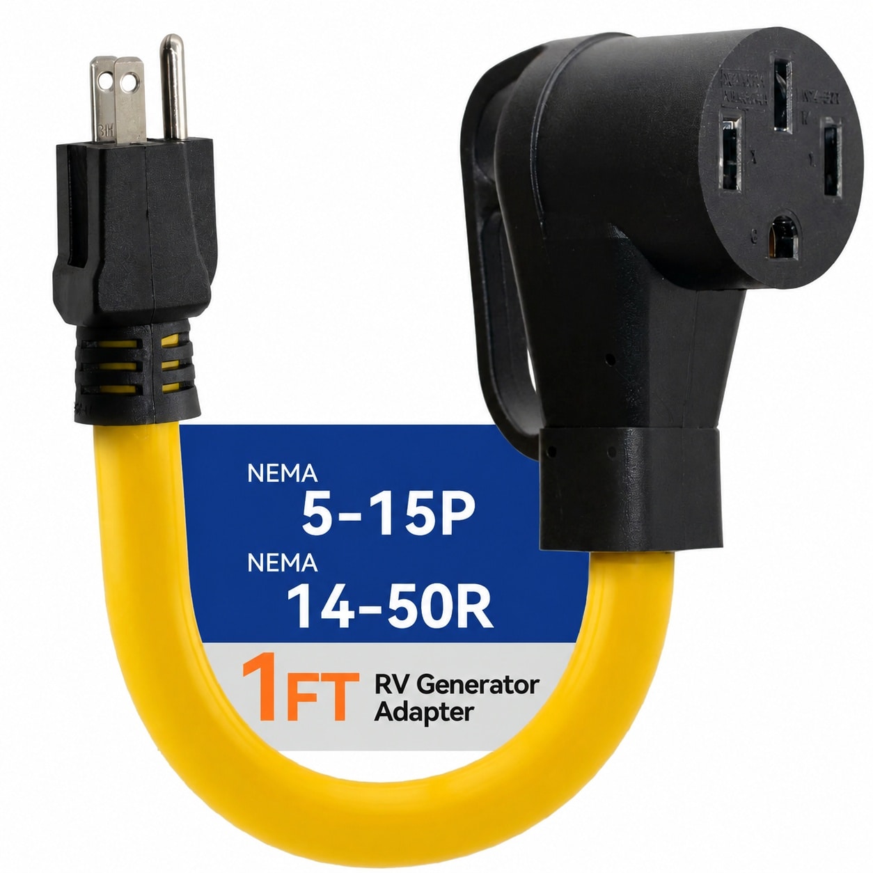 JVFCXXV  15 Amp to 50 Amp RV Adapter Cord NEMA 5 15P to 14 50R Dogbone Electrical Converter 12 Heavy Duty RV Power Cord Adapter for Camper Travel