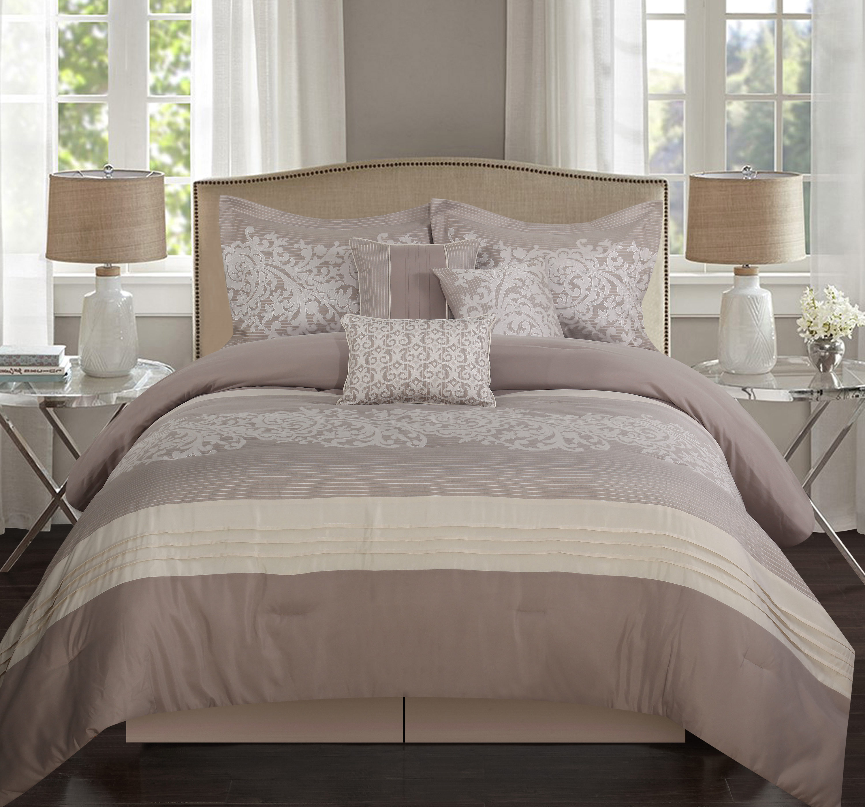 Grand Avenue 7-Piece Burgundy Queen Comforter Set in the Bedding Sets  department at