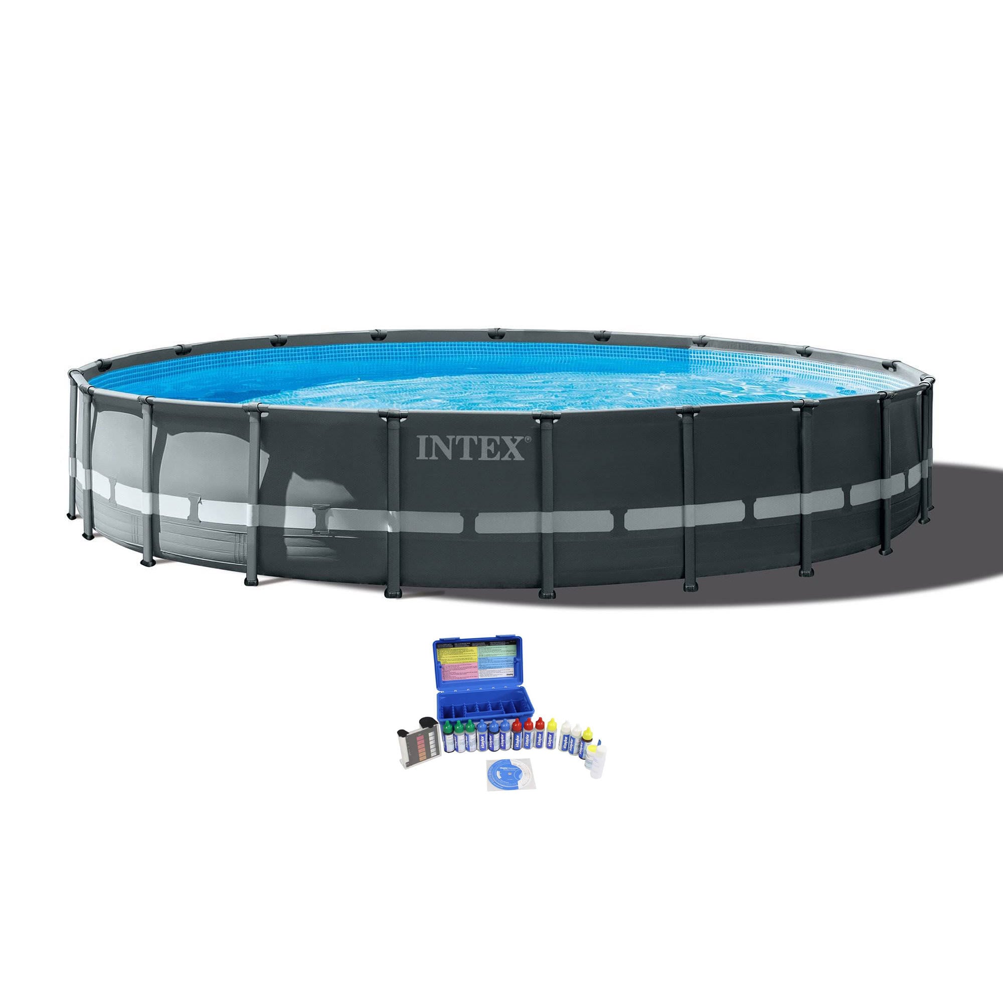 Intex 144437 20ft x 48in Ultra XTR Round Frame Above Ground Pool Set and Water Test Kit