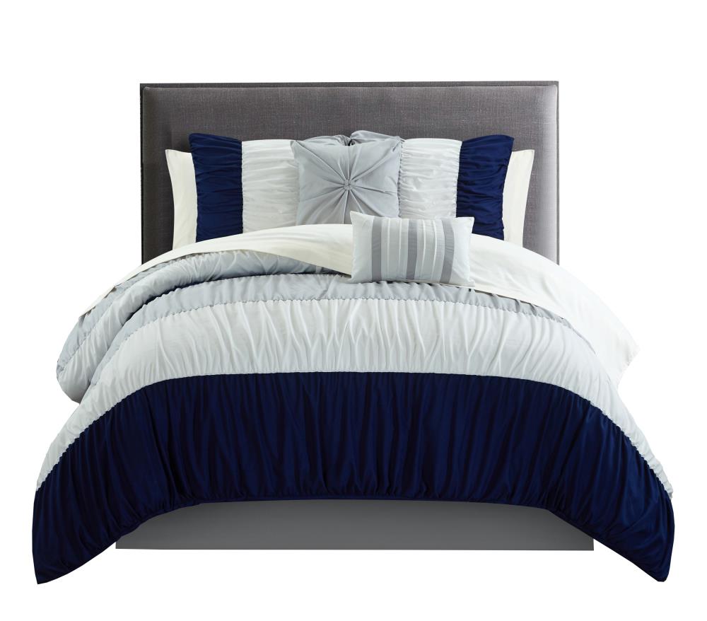 Chic Home Design BCS32928-LW Fay 7-Piece Navy Twin Comforter Set