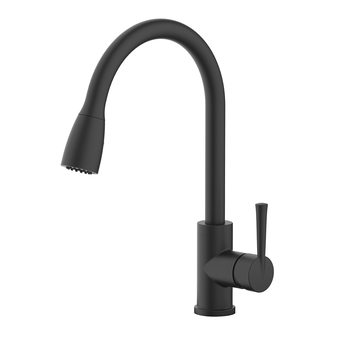 Project Source Brenn Matte Black Single Handle Pull-down Kitchen Faucet ...