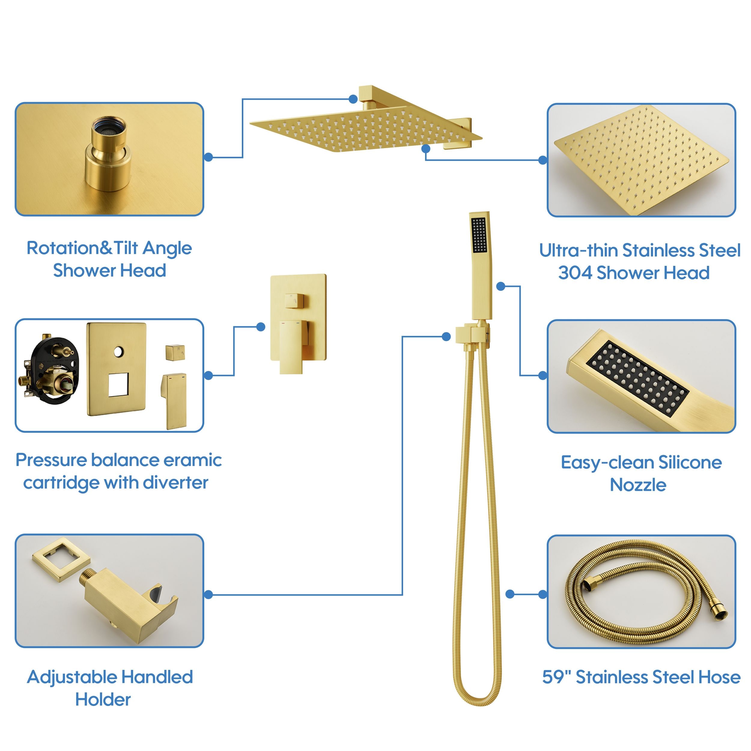 Poinic QZC-ST05S12BG Showerhead-Bar-Panels - View #5