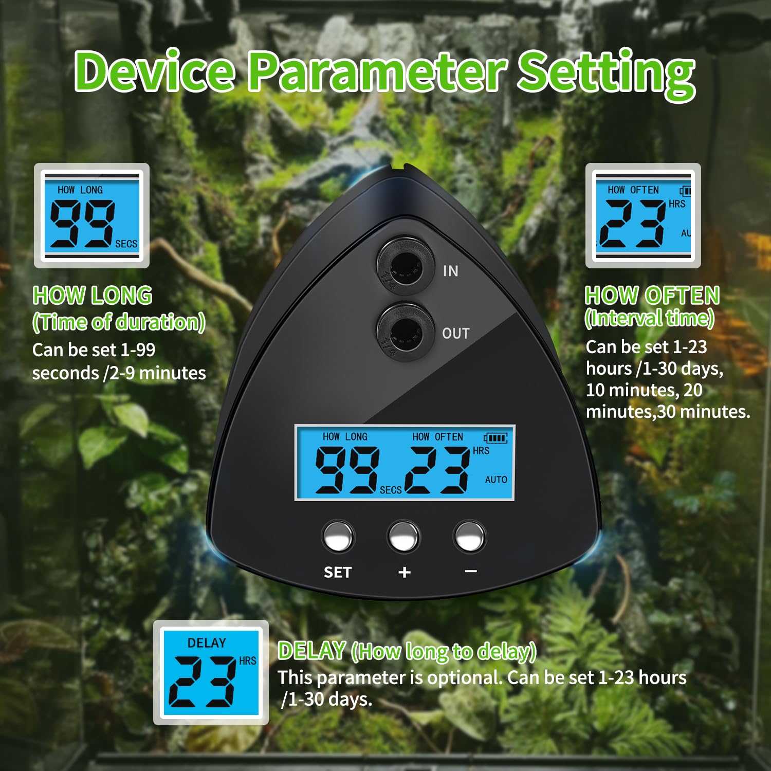 ITOPFOX Reptile Mister System Humidifier with LCD Screen Two Adjustable ...