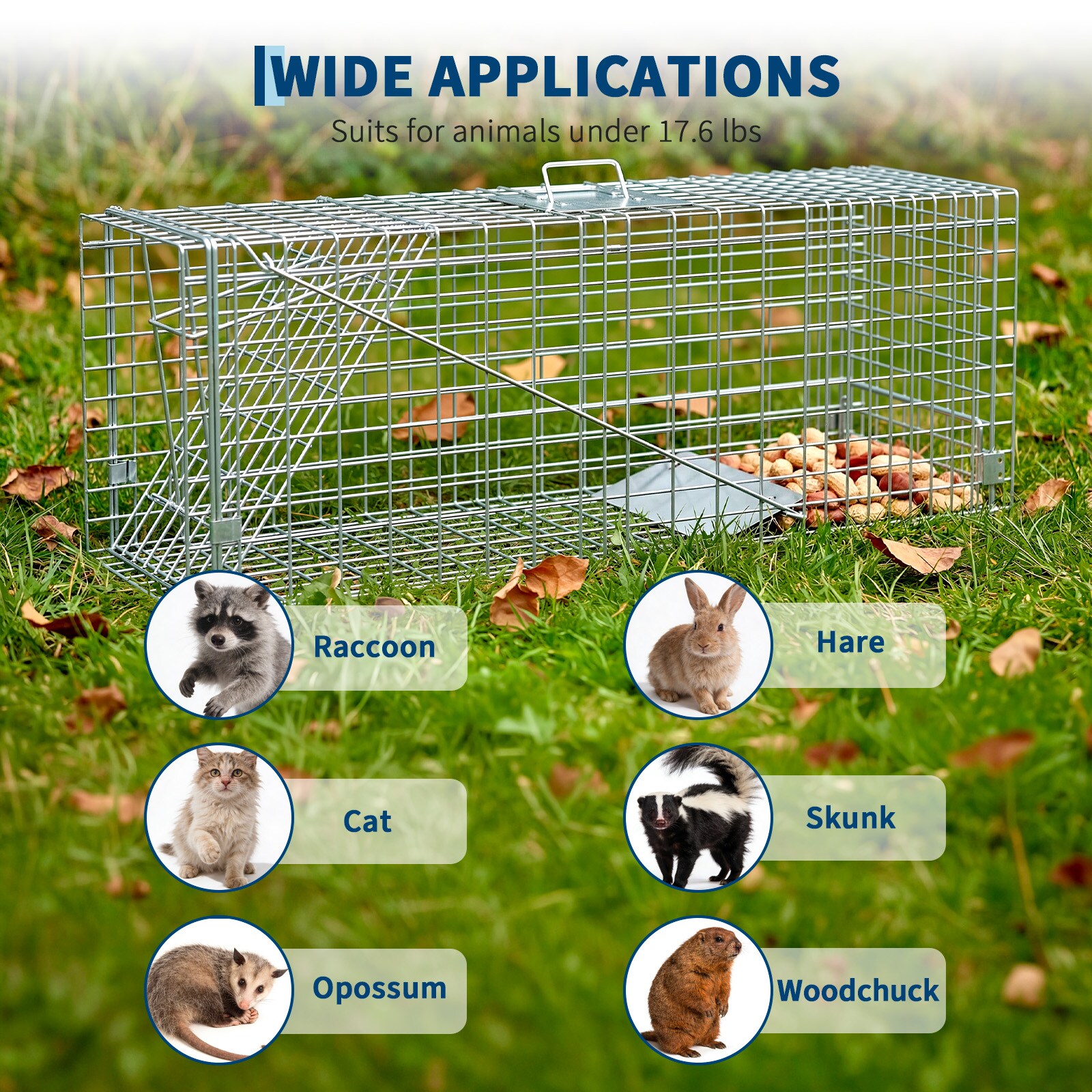 Garvee 36 in Live Animal Trap Cage with Sensitive Trigger Collapsible ...