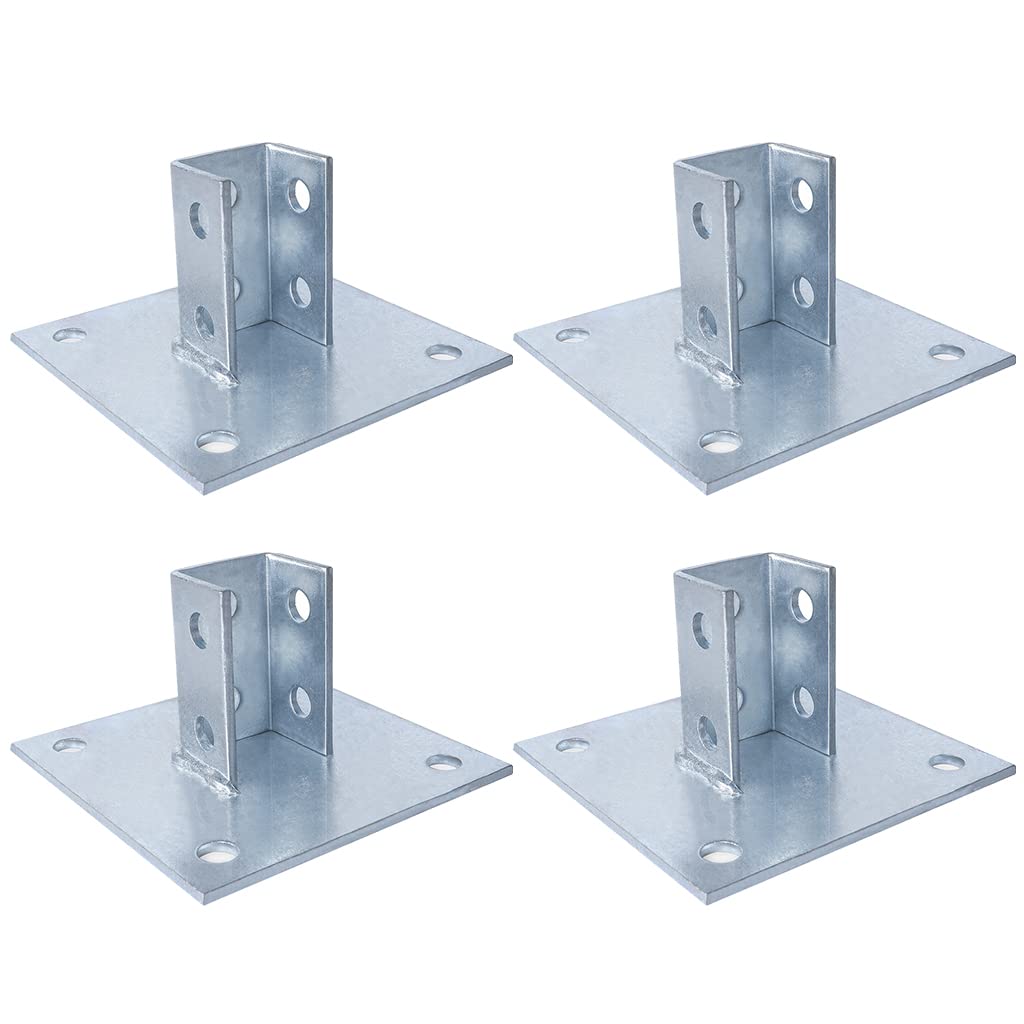 Vrbgify  4 Pcs Strut Post Base 4 Holes Square Mount 6 x 6 Base for 1 5 8 Single Strut Channel durable home and garden accessory designed for