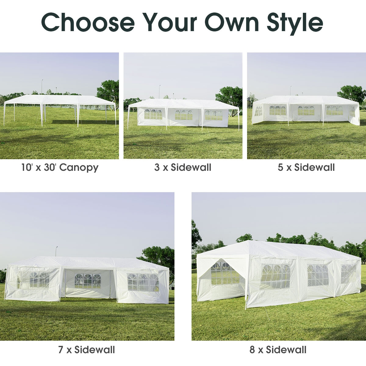 Clihome 30 ft x 10 ft Rectangle White Party Canopy CWCH OP39AD36WH at Lowes