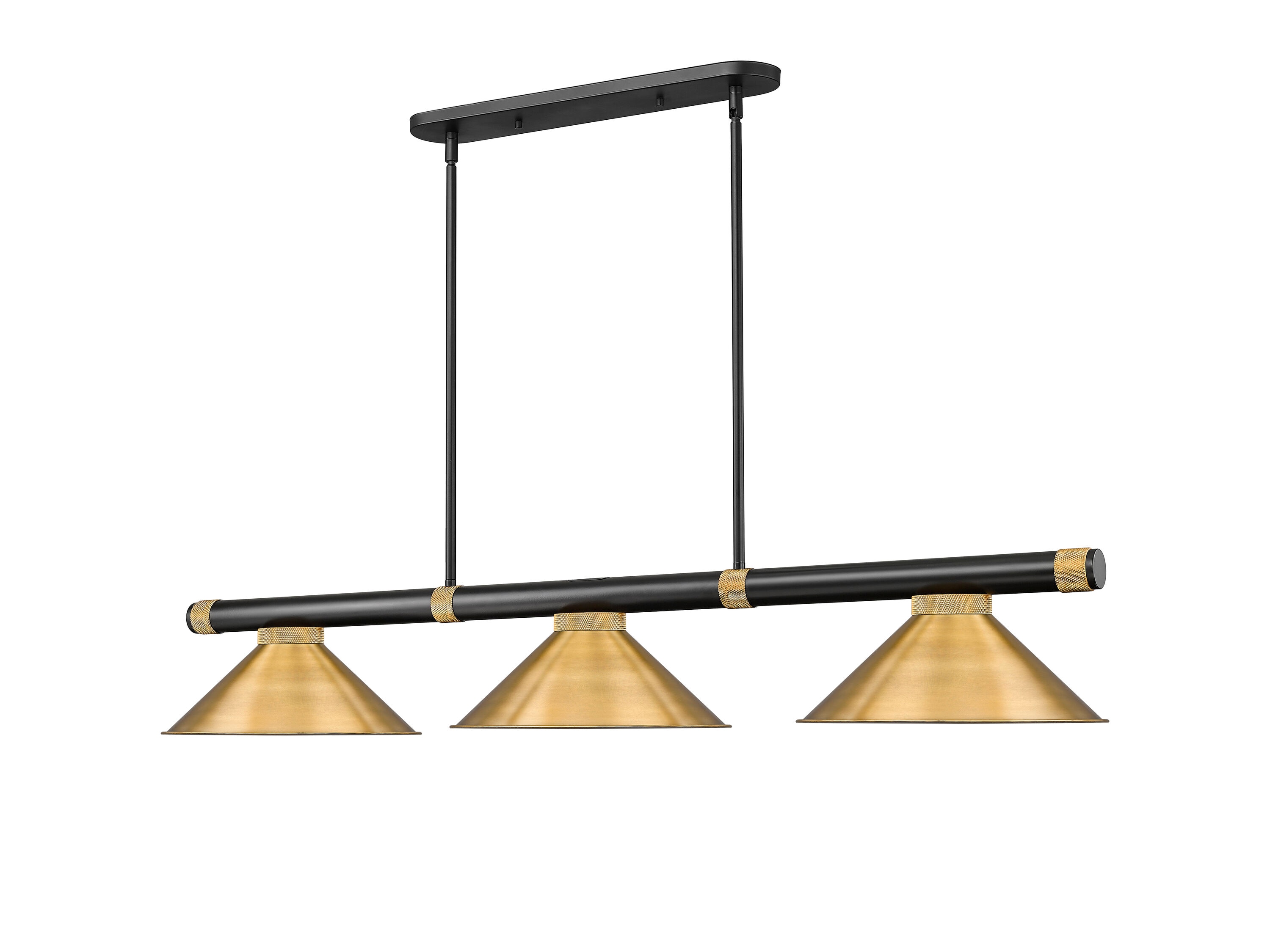 Z-Lite Vanguard Matte Black + Rubbed Brass Incandescent Medium base (E-26) Pool Table Lighting