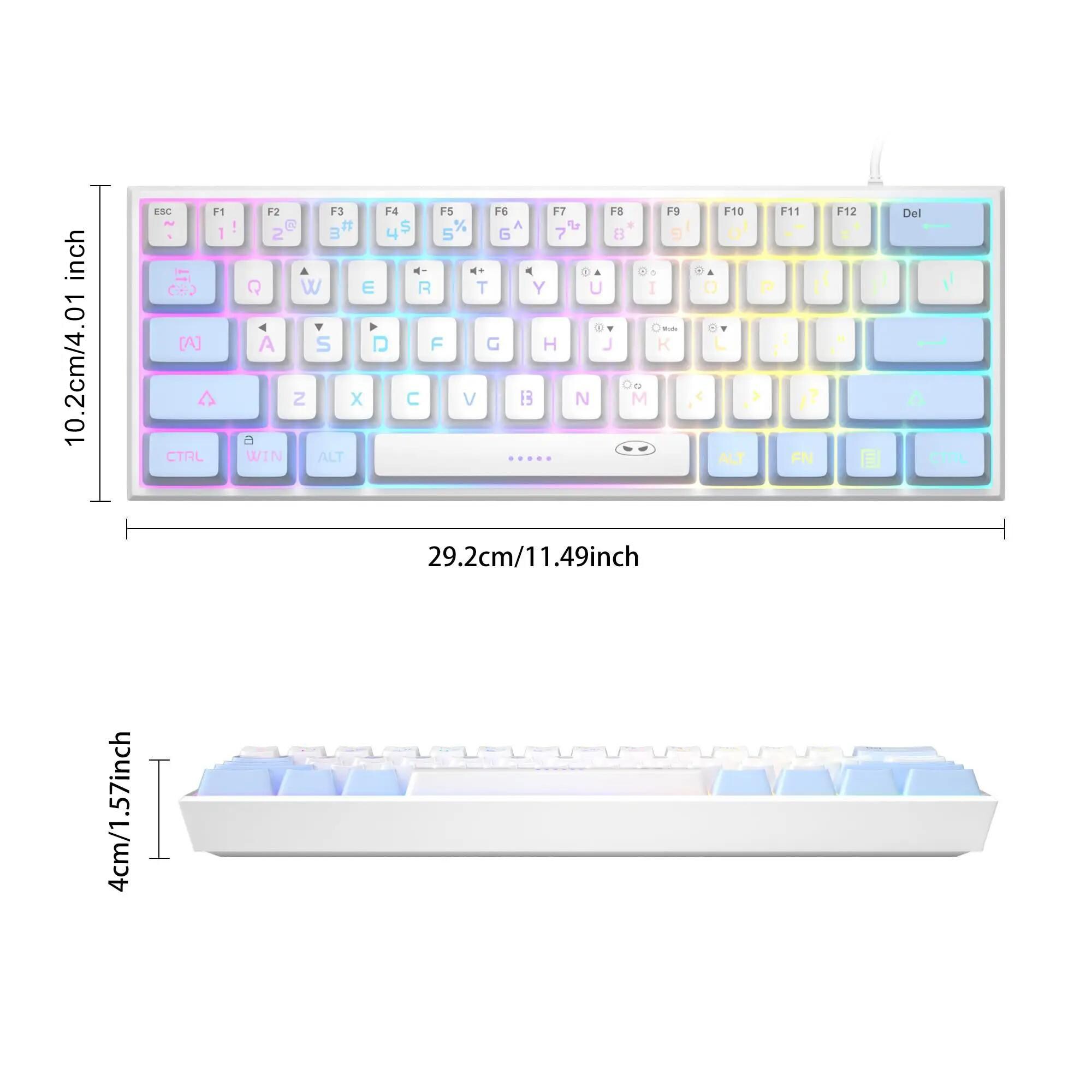 MageGee Mini 60 Percent Gaming Keyboard Black 61 Key Ultra Compact RGB ...