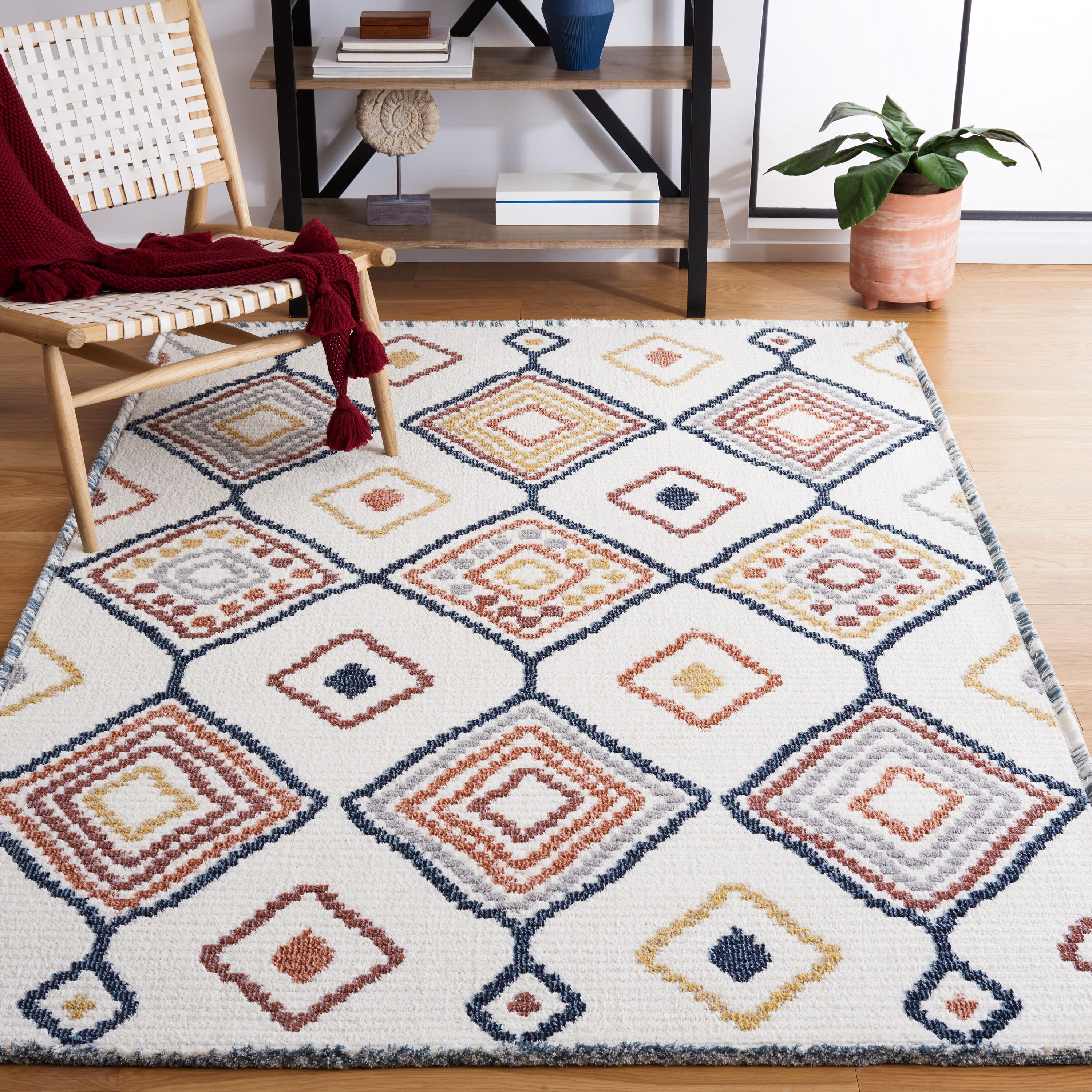  Marrakesh 608 Ivory/Multi Bohemian 4ft x 6ft Rectangle Rug