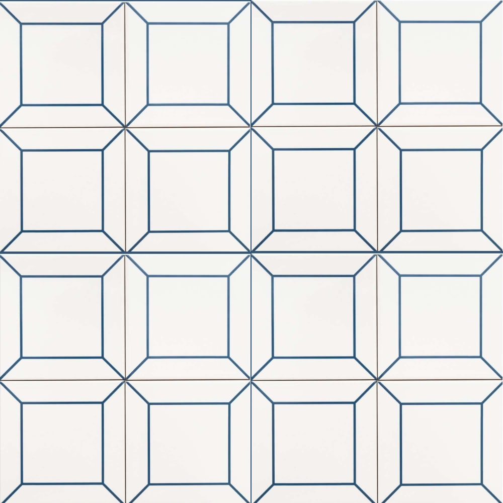 The Tile Life SKENZ0606FB Sample - Frame Blue 6-in x 6-in Glossy Ceramic Patterned Wall Tile