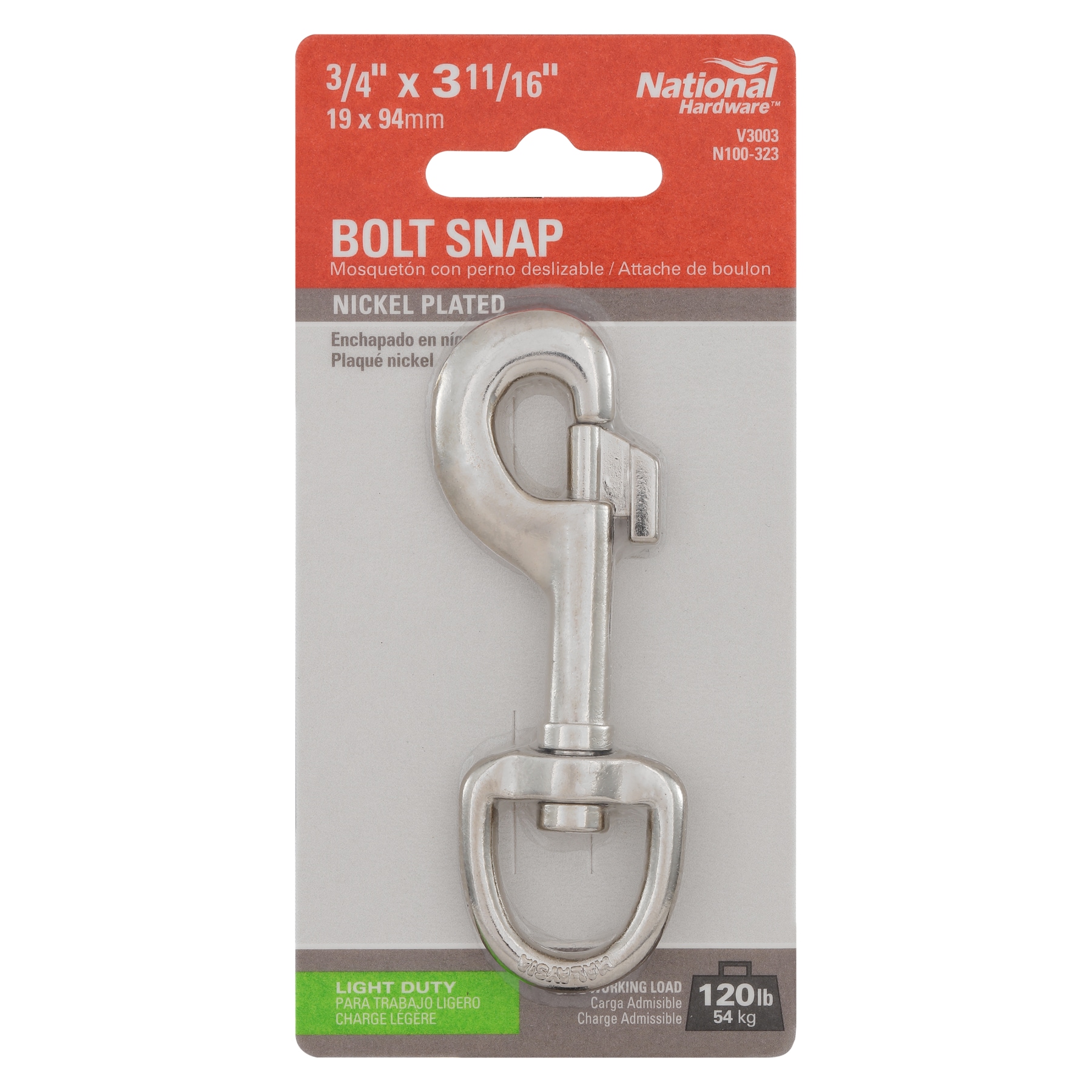 National Hardware N100-273-3/4-in x 3-3/8-in Bolt Snap Hook in