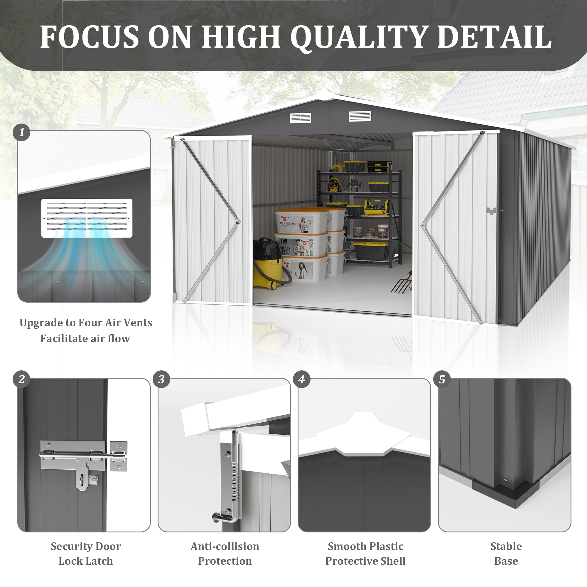 WELLFOR GT-HPY-3733GR+ Metal-Storage-Buildings-Sheds - View #6