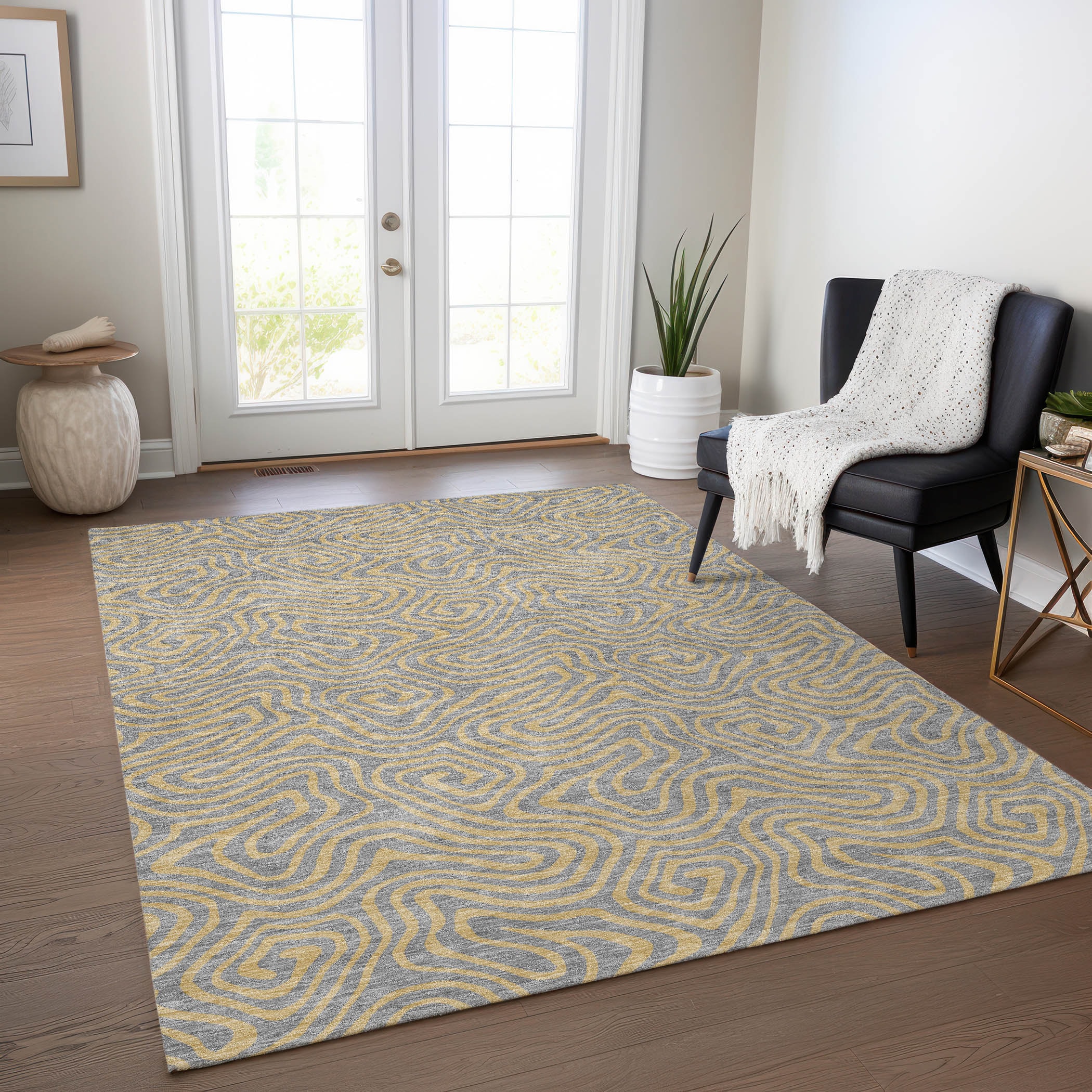Addison Rugs ACN1031GY30X46 Chantille ACN1031GY 2 x 3 (ft) Polyester Gray Rectangular Indoor/Outdoor Geometric Machine washable Area rug