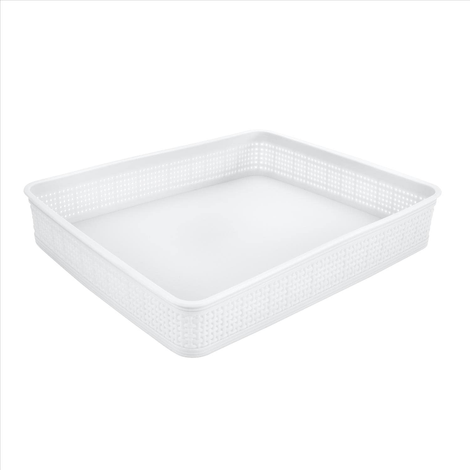 Organizer, plastic, white and clear, 4-3/4 x 4-5/8 x 3-13/16