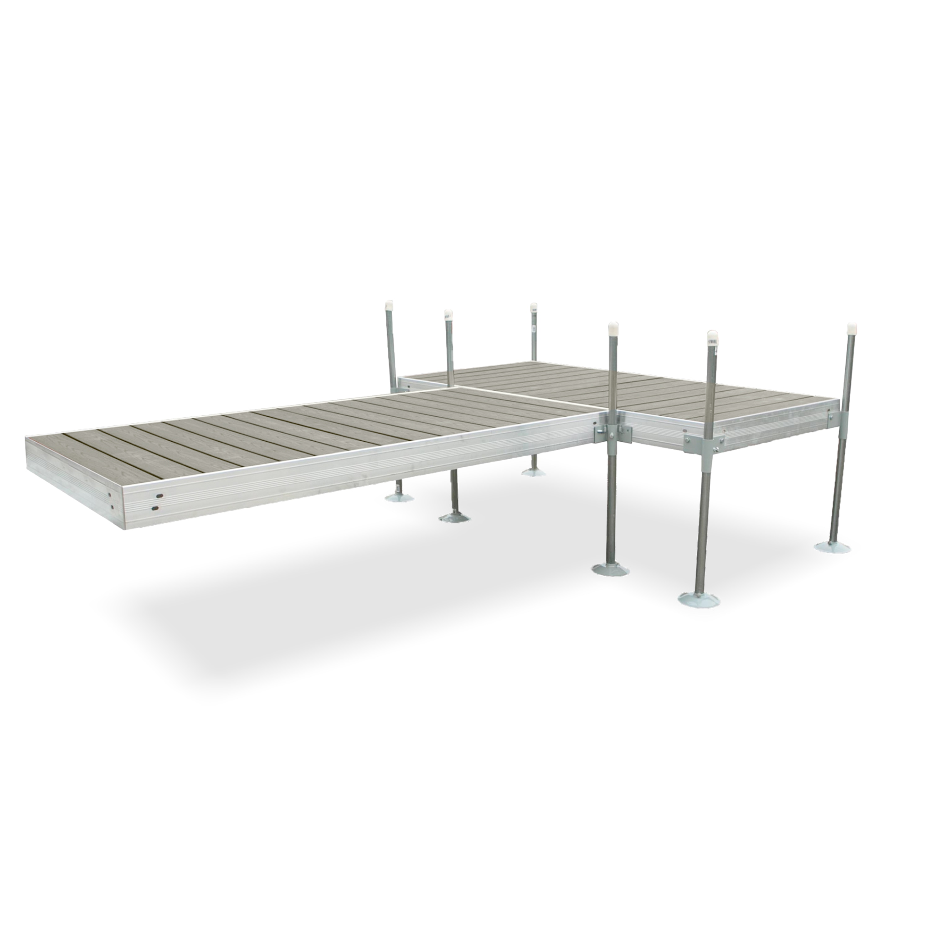 Tommy Docks TDTAZ-40022 12' T-Shaped Boat Dock System with Aluminum Frame and Gray Removable Composite Decking Complete Dock Package
