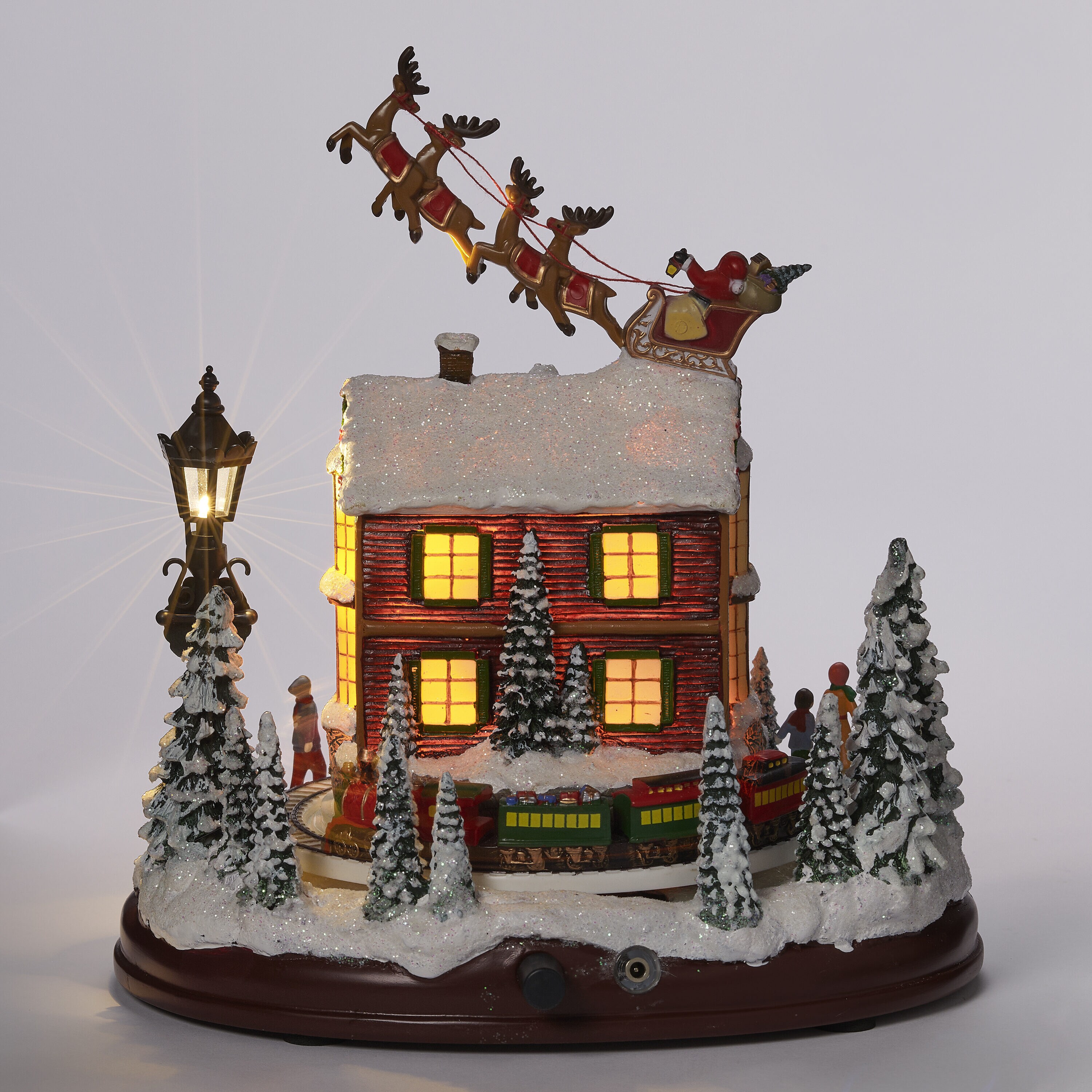 9.25" LED Lighted Musical Santa Over House Christmas Village Decor