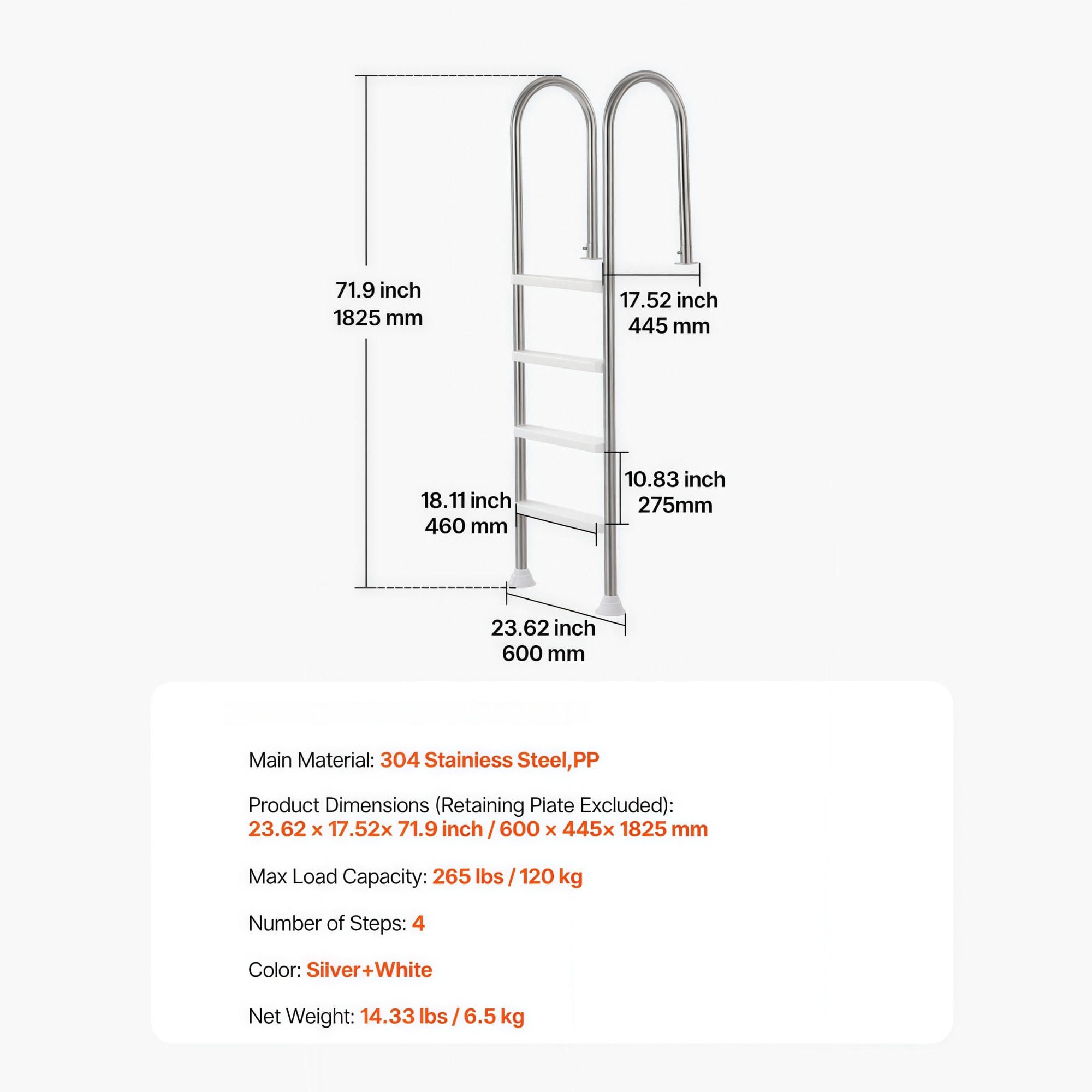 Numhew NHWILL2504 Above-Ground-Pool-Lad-Steps - View #7