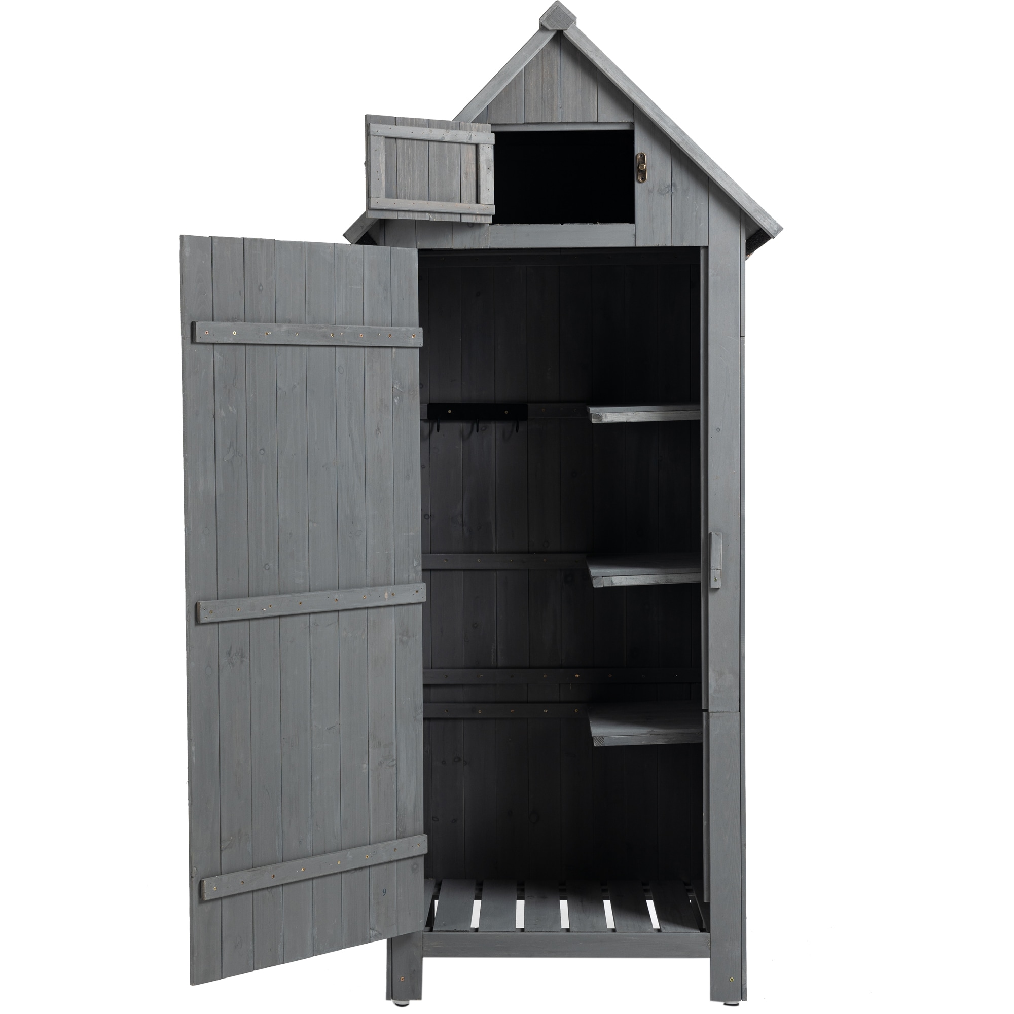 WELLFOR TWSG020-GR Outdoor Storage Wooden Tool Shed 2-ft x 3-ft Gable Style Wood Outdoor Storage Shed with 1 Doors