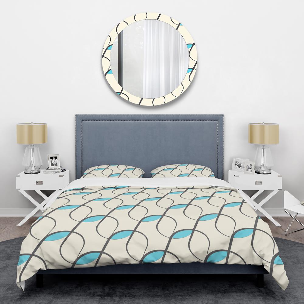 King Size Multicolor Geometric Microfiber Duvet Cover Set