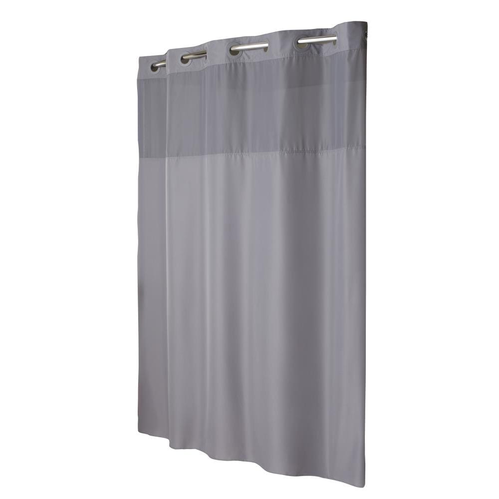 Hookless 71-in W x 74-in L Frost Grey Solid Mildew Resistant Polyester Shower  Curtain and Liner Set in the Shower Curtains & Liners department at