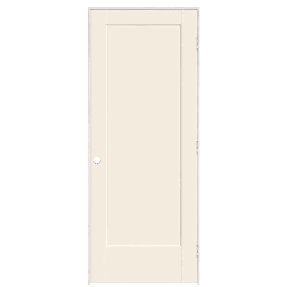 Masonite 895840 32-in x 80-in Moonglow Solid core 1-panel square Left hand Smooth Prefinished Molded composite Flat Jamb Single Prehung Interior Door
