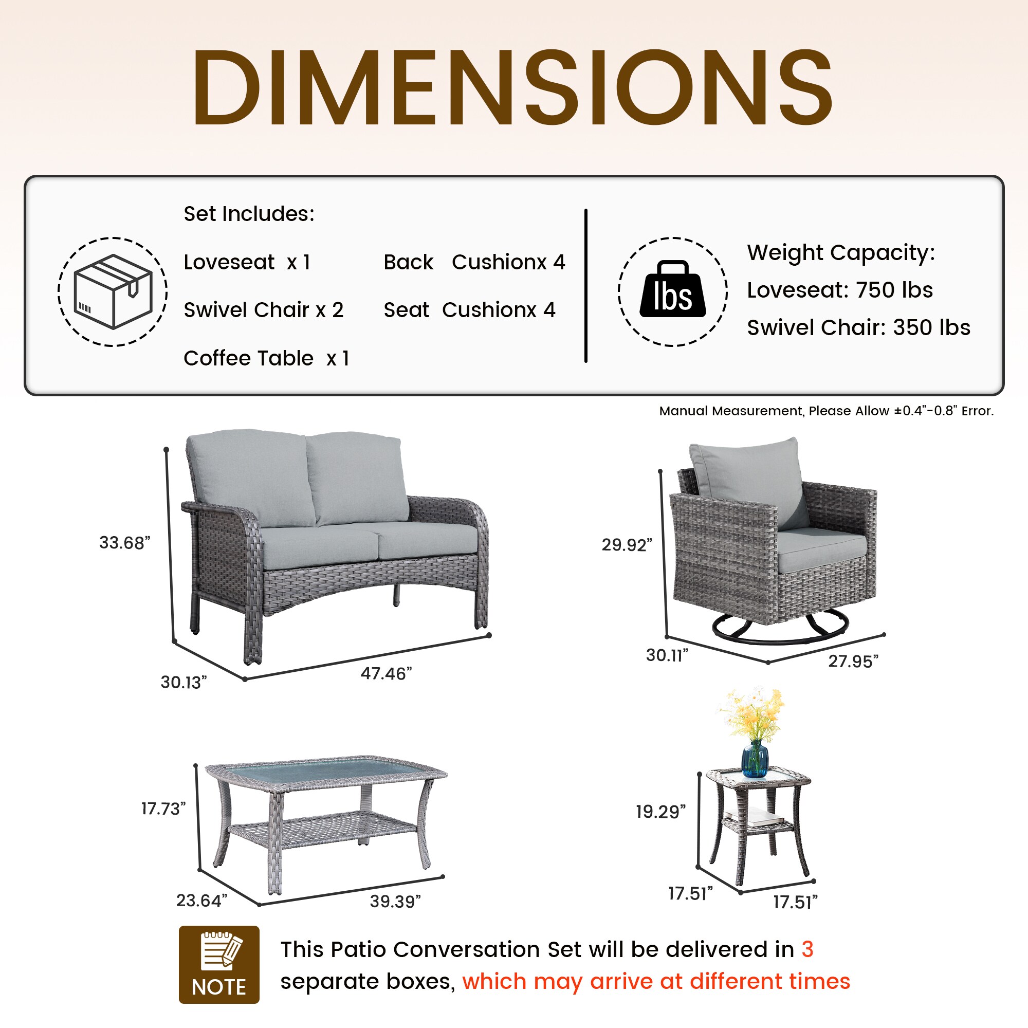 weaxty HMBYZGRS-GNDS205 Patio-Conversation-Sets - View #7