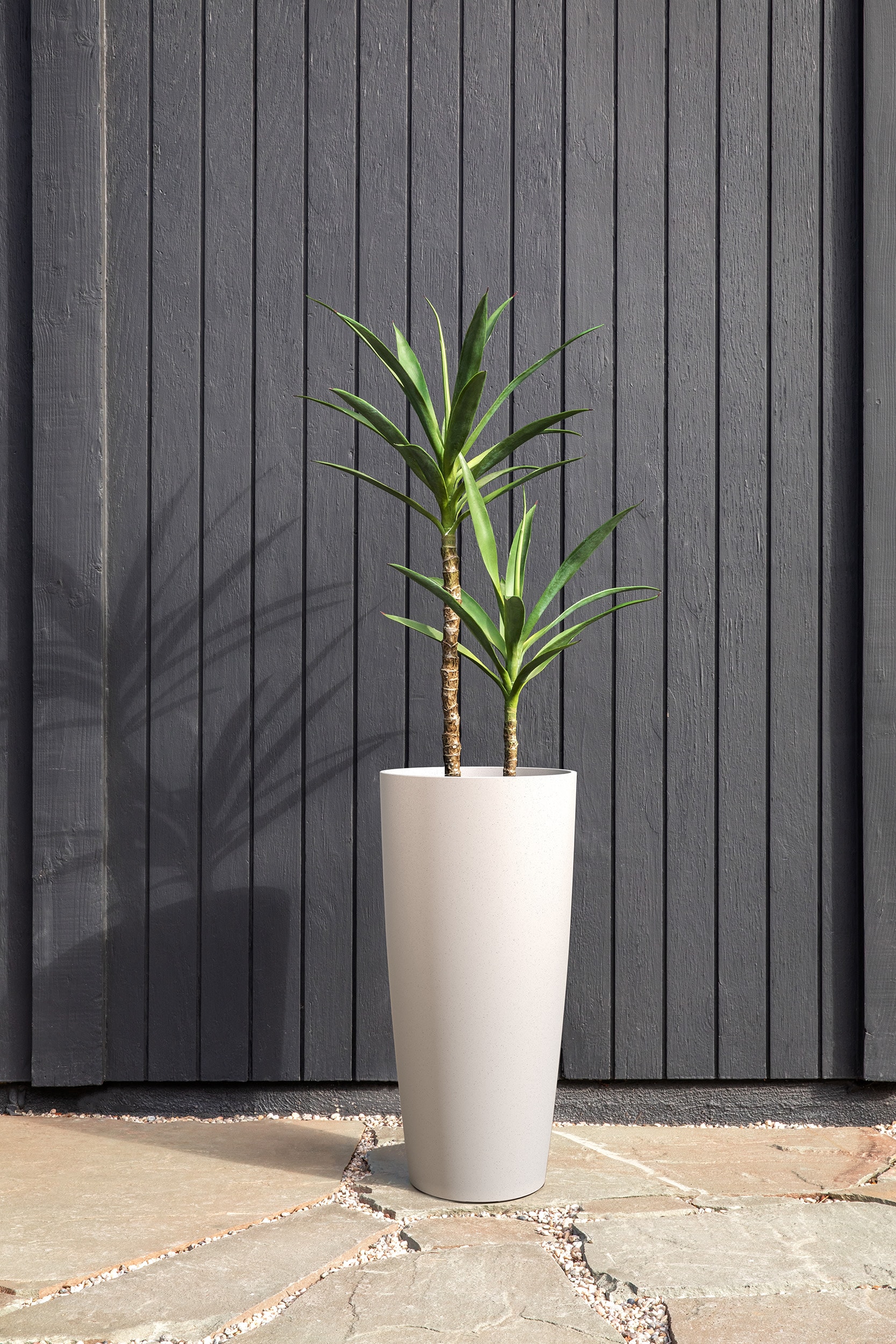 Selena 28" White Plastic-Stone Composite Planter