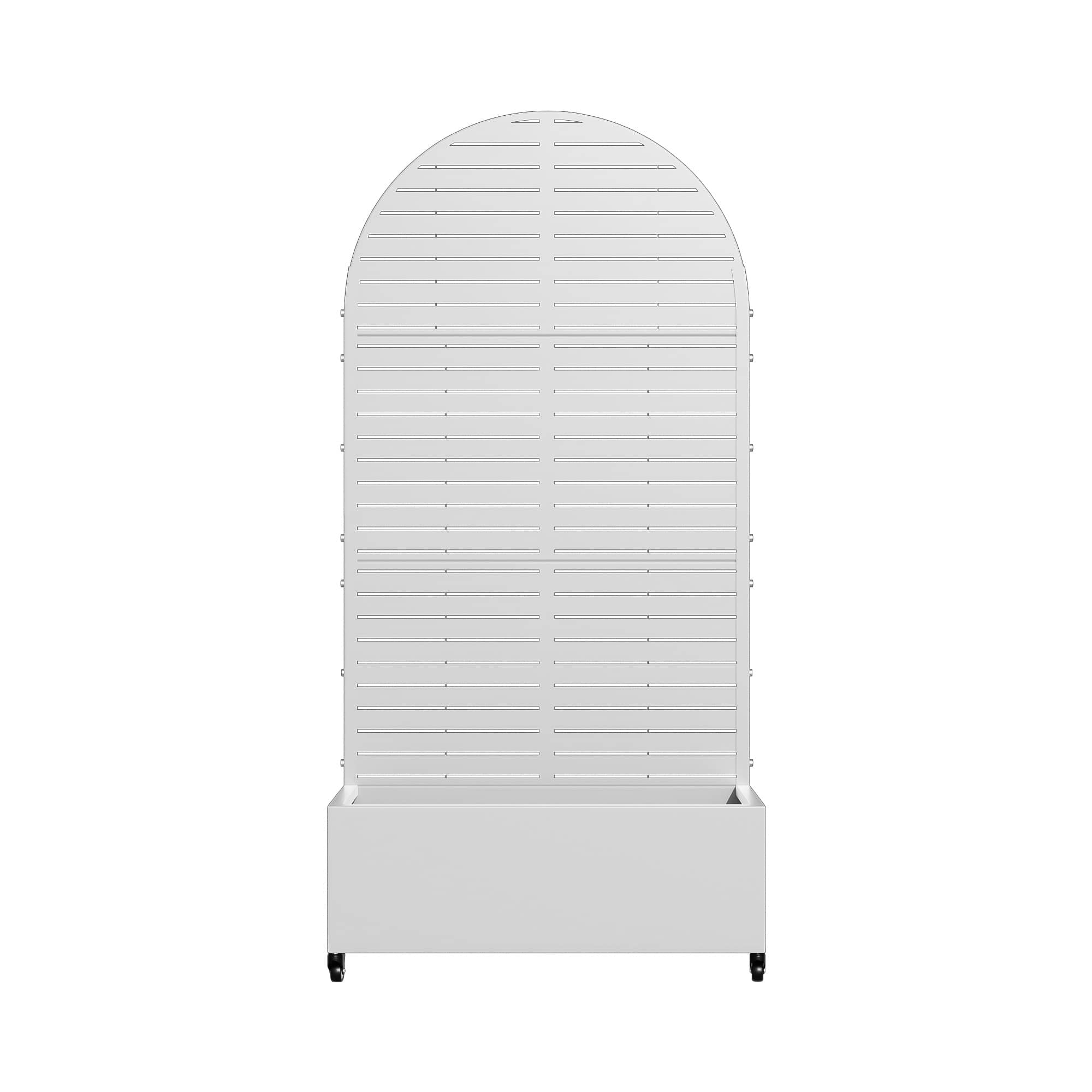 Aveyas SYJ-HW920081 72-in H x 35-in L x 16-in W White Metal Planter with Trellis ( Classic Shutters-Arched )